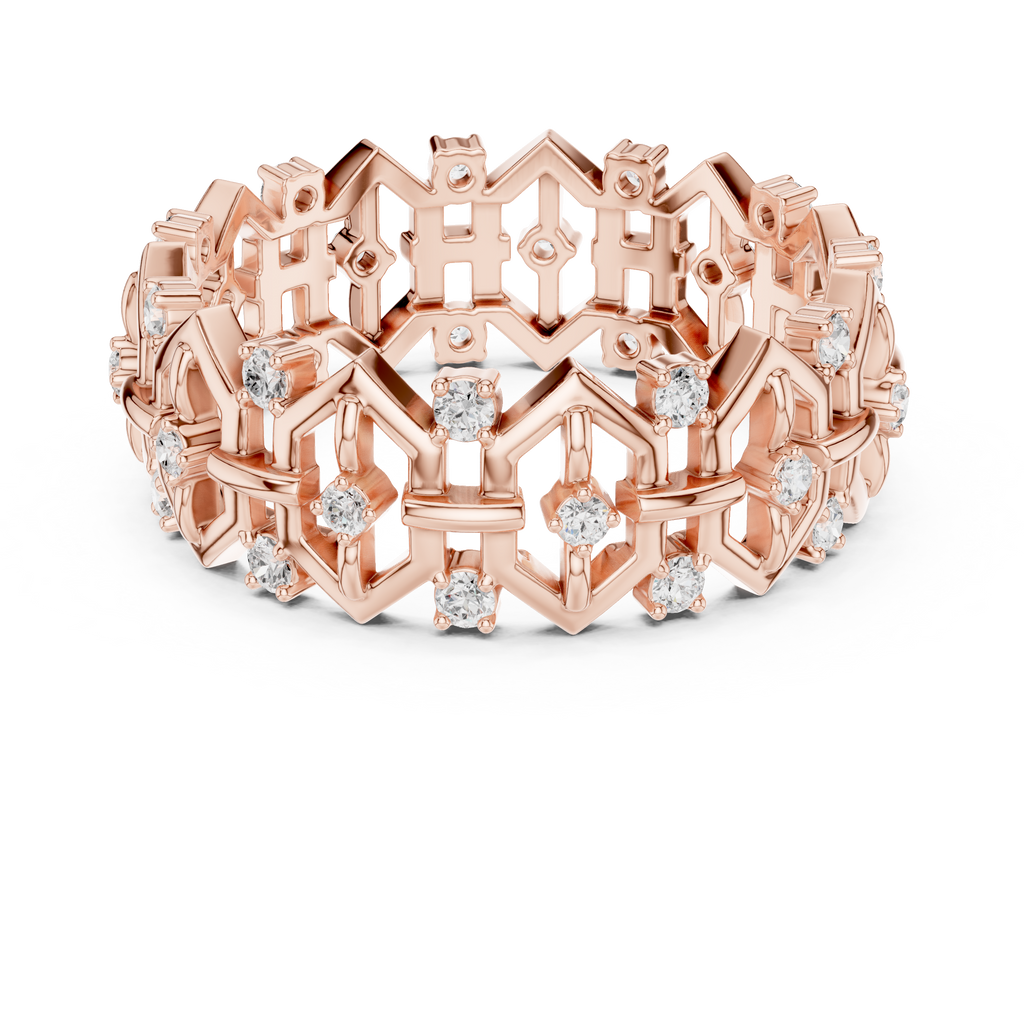 Vintage Milgrain Diamond Eternity Band in Rose Gold
