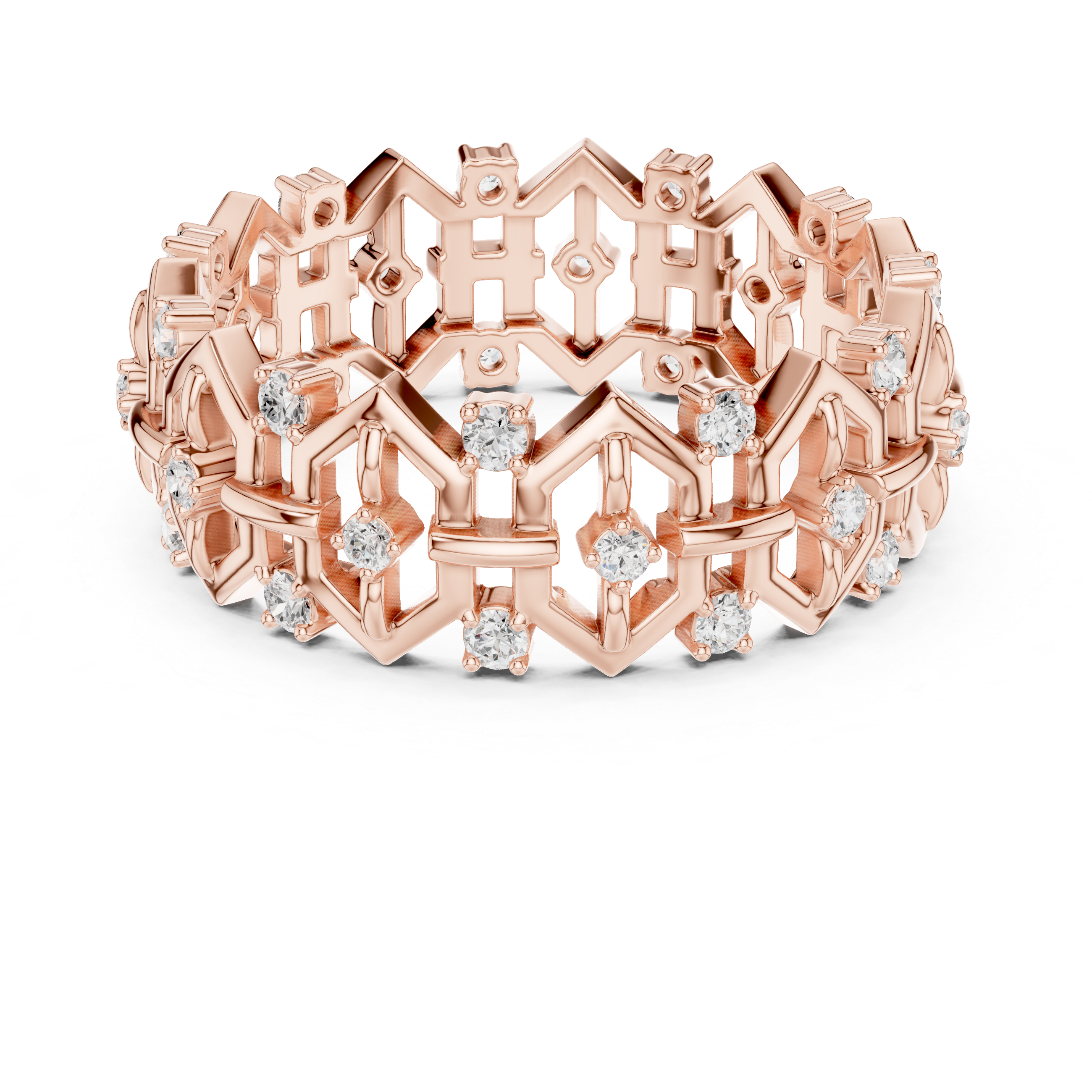 Vintage Milgrain Diamond Eternity Band in Rose Gold