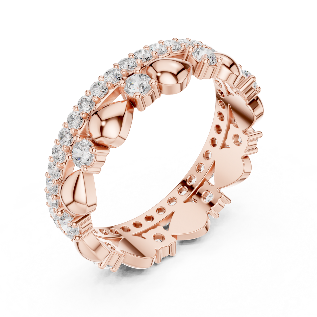 Luxury Heart Motif Diamond Eternity Band in Rose Gold