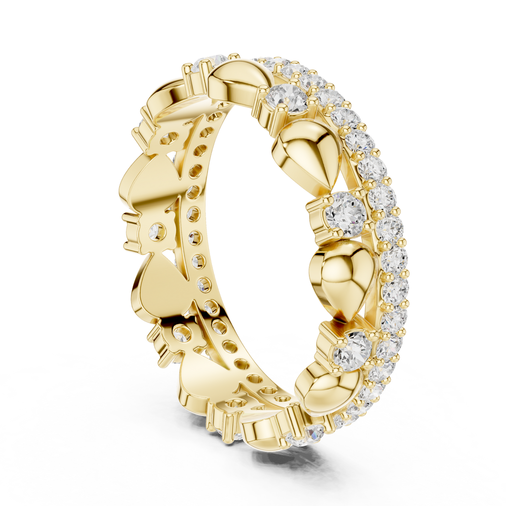 Luxury Heart Motif Diamond Eternity Band in Rose Gold
