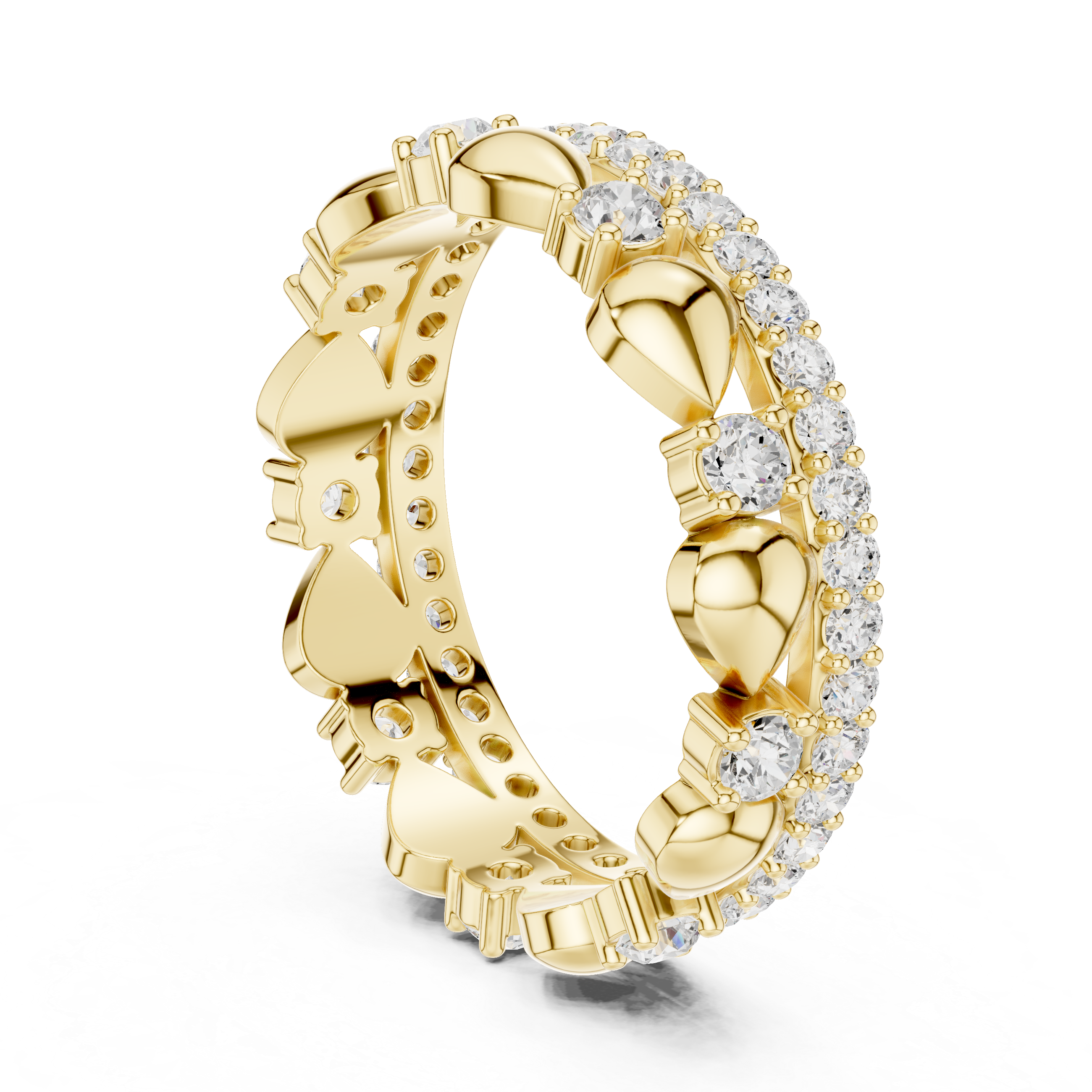 Luxury Heart Motif Diamond Eternity Band in Rose Gold