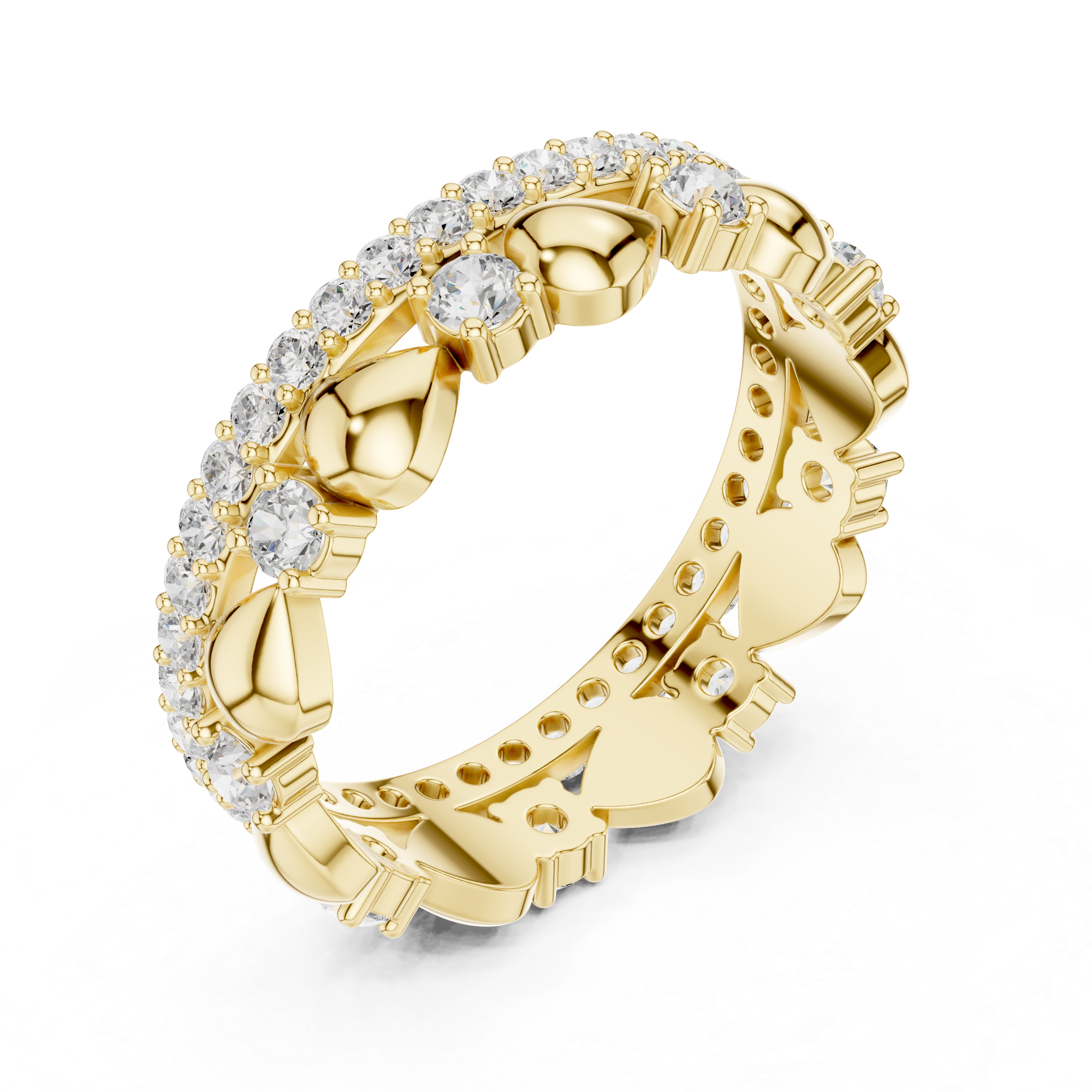Luxury Heart Motif Diamond Eternity Band in Rose Gold