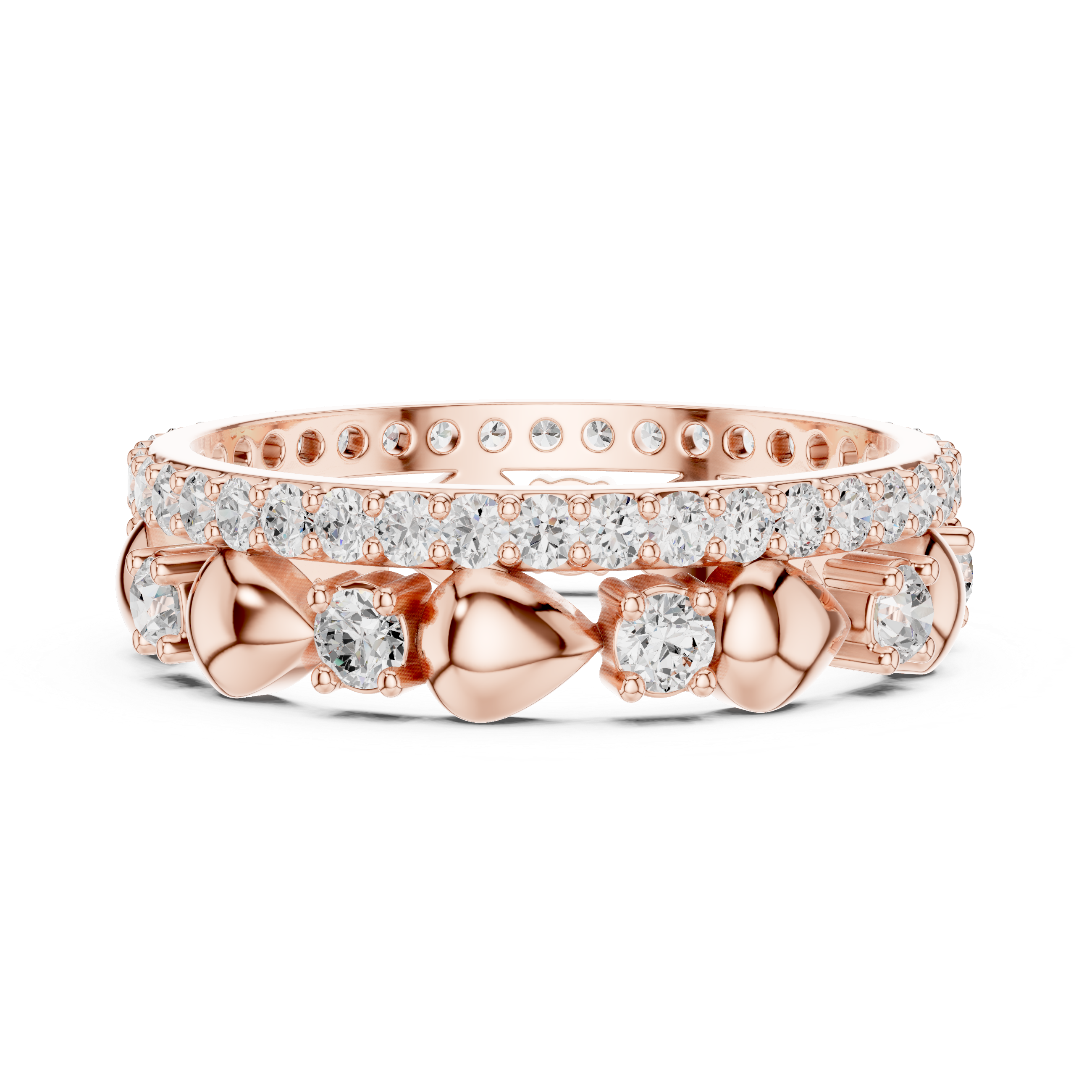 Luxury Heart Motif Diamond Eternity Band in Rose Gold
