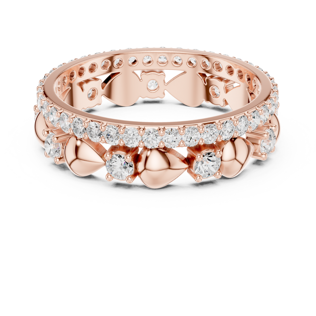 Luxury Heart Motif Diamond Eternity Band in Rose Gold