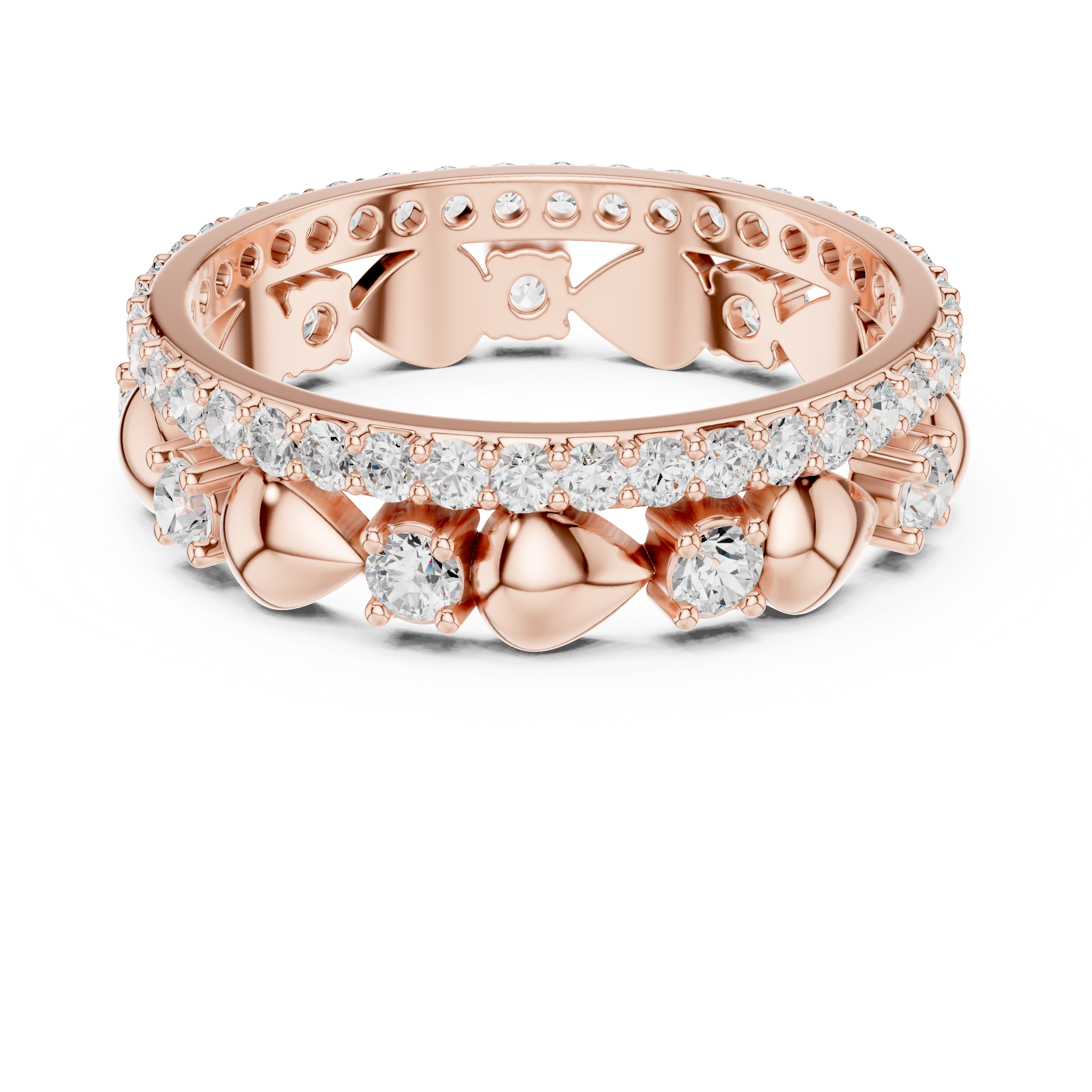 Luxury Heart Motif Diamond Eternity Band in Rose Gold