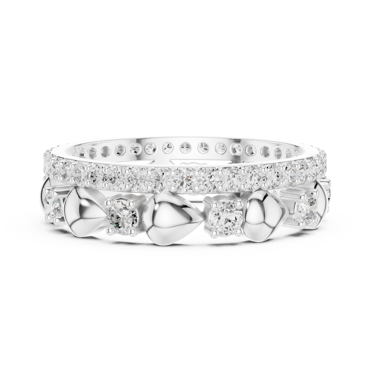Luxury Heart Motif Diamond Eternity Band in Rose Gold — Jewelix Atelier