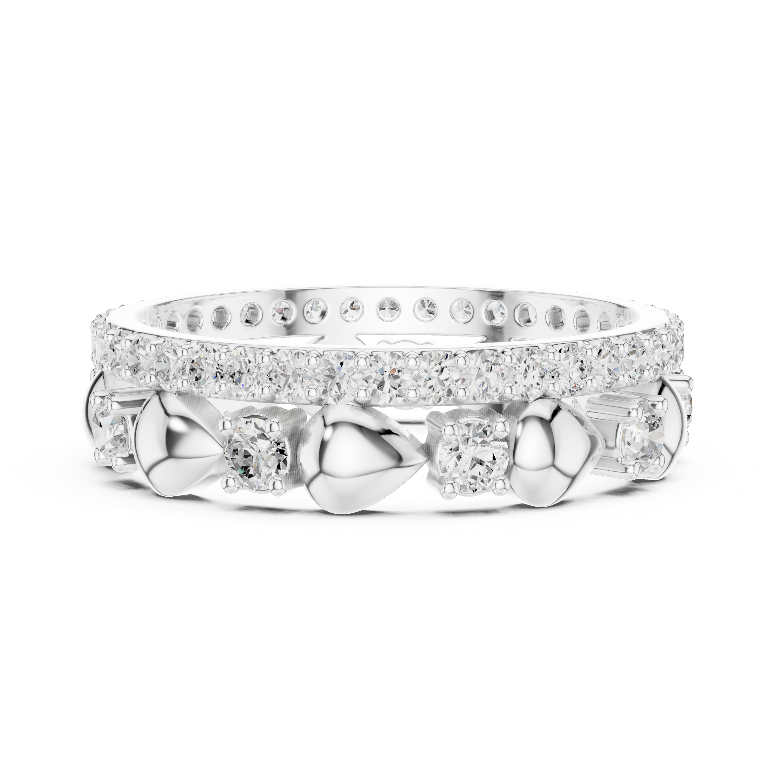 Luxury Heart Motif Diamond Eternity Band in Rose Gold