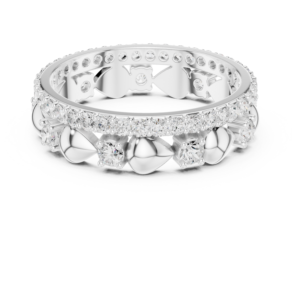 Luxury Heart Motif Diamond Eternity Band in Rose Gold