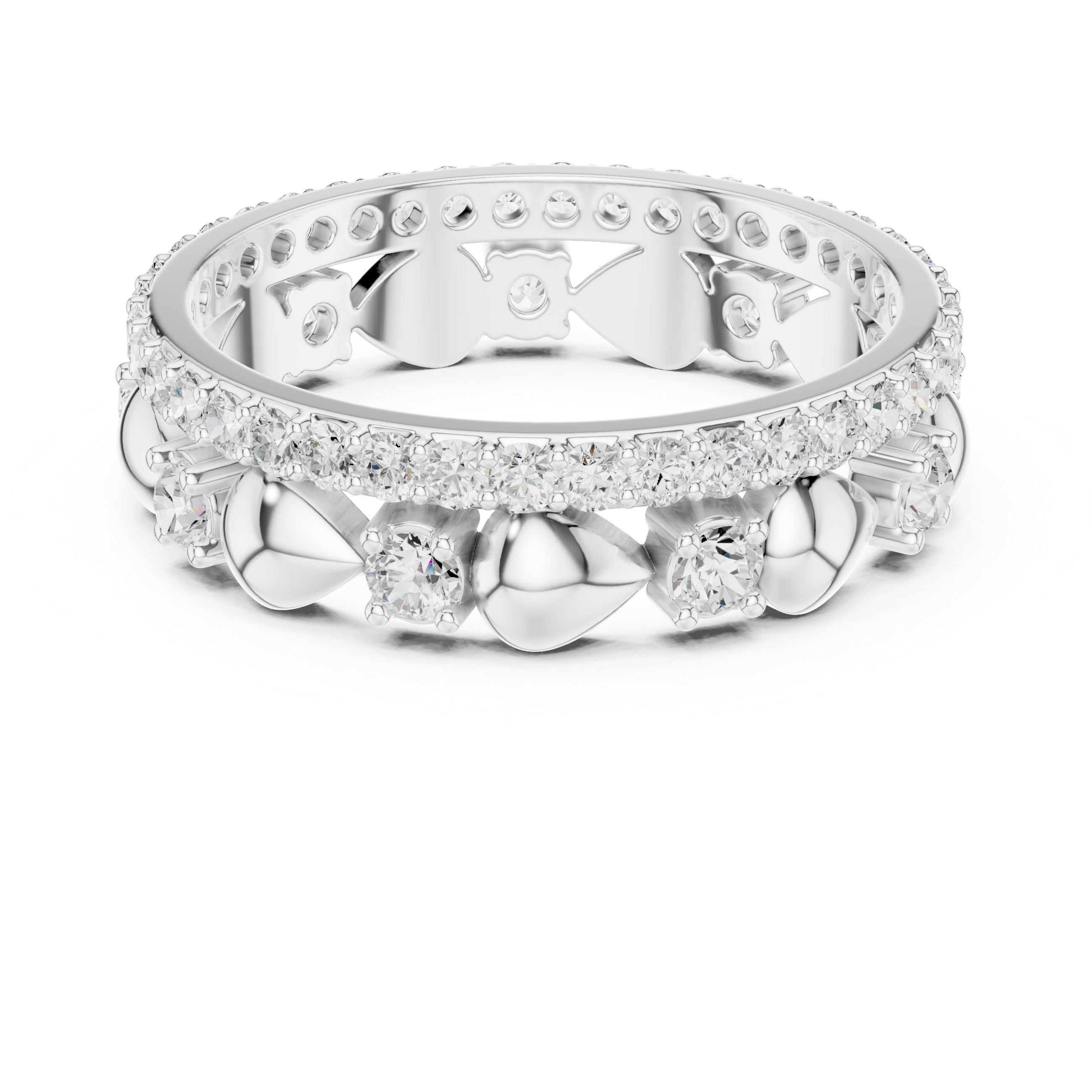 Luxury Heart Motif Diamond Eternity Band in Rose Gold