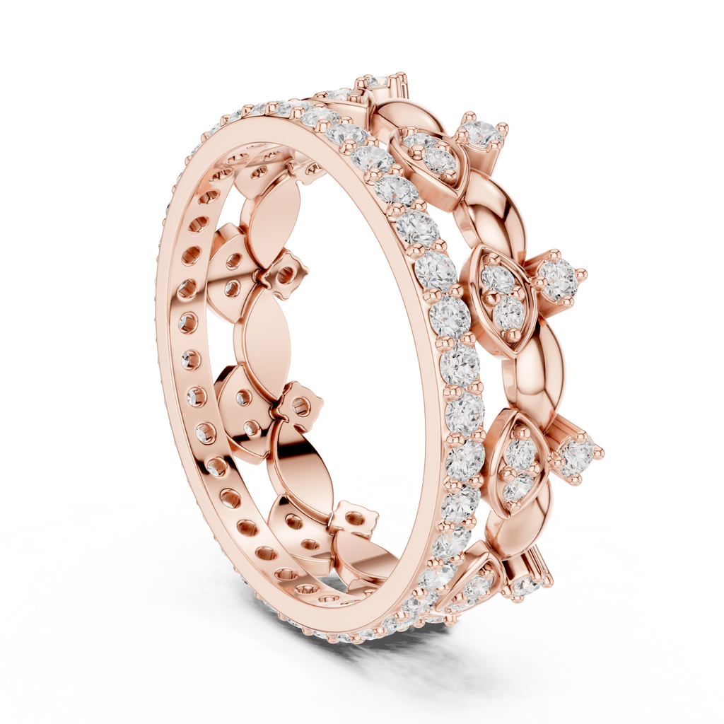 Vintage Floral Diamond Eternity Band in Rose Gold