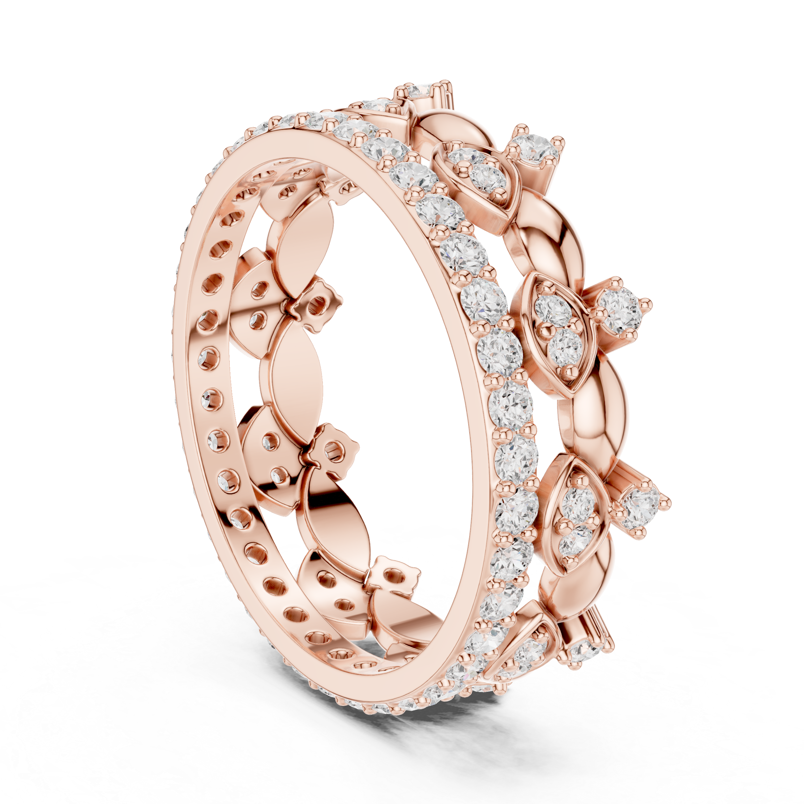 Vintage Floral Diamond Eternity Band in Rose Gold