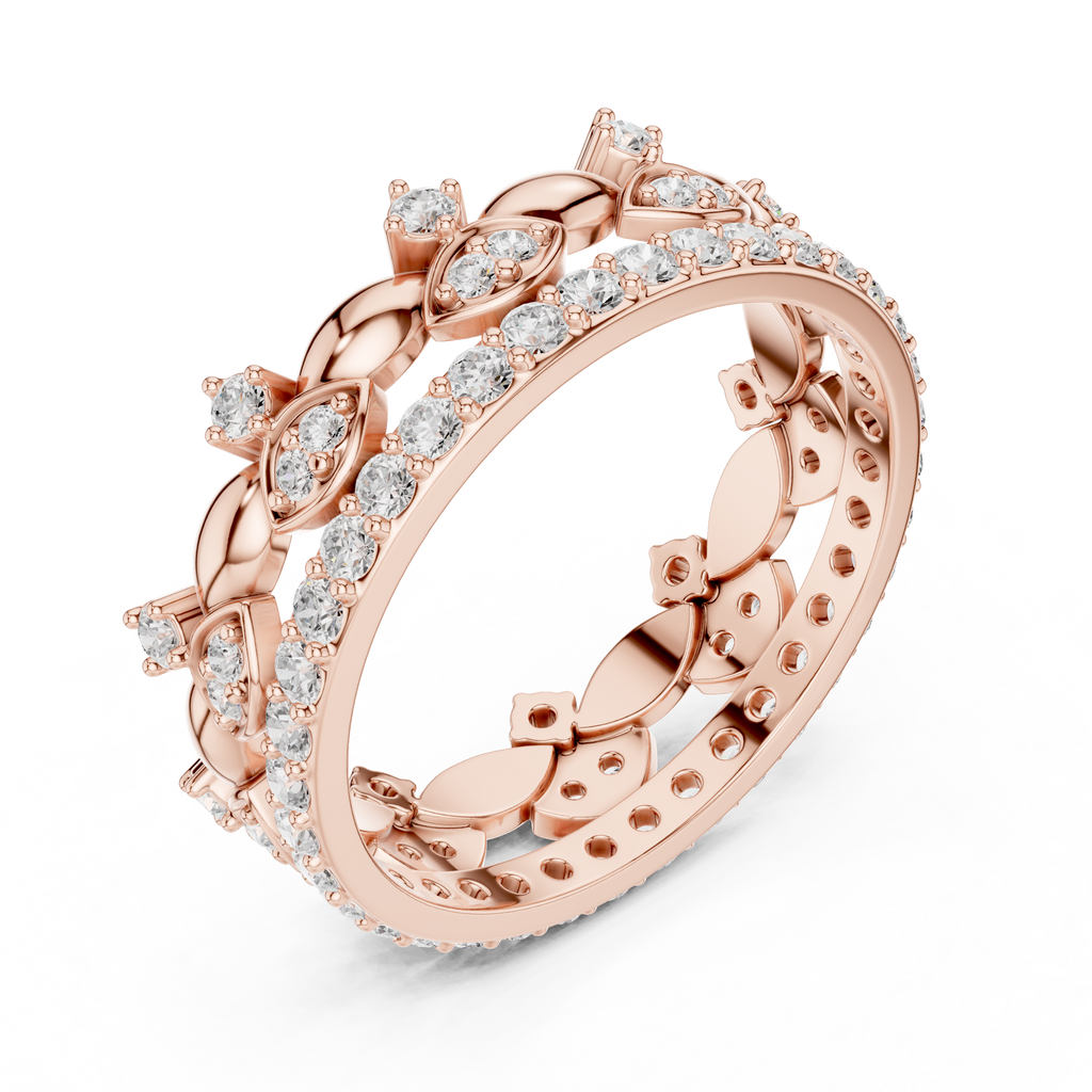 Vintage Floral Diamond Eternity Band in Rose Gold