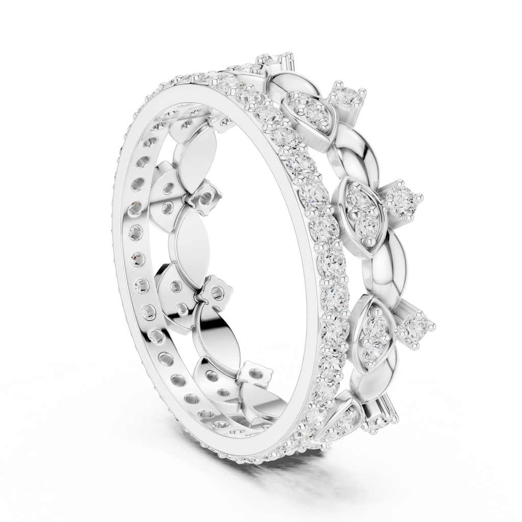 Vintage Floral Diamond Eternity Band in Rose Gold