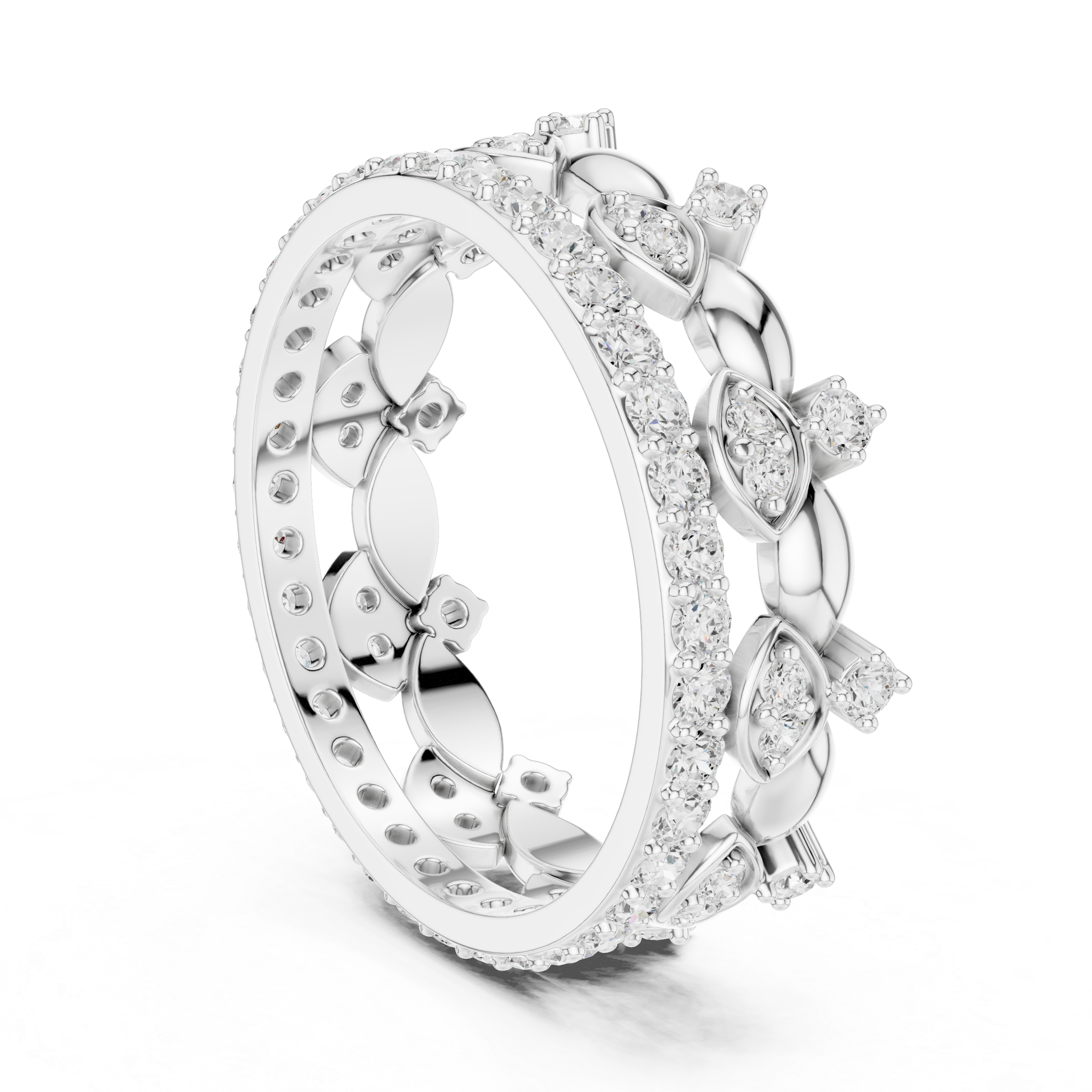 Vintage Floral Diamond Eternity Band in Rose Gold