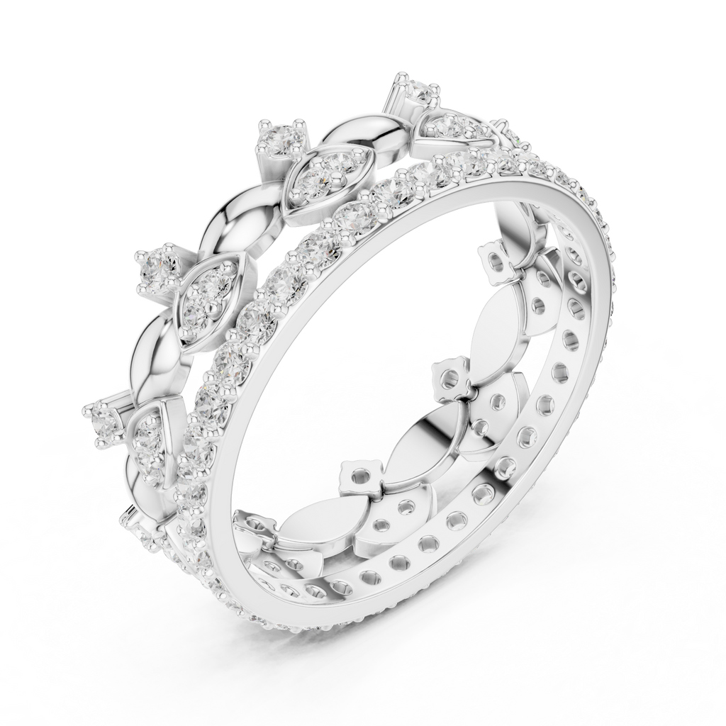 Vintage Floral Diamond Eternity Band in Rose Gold