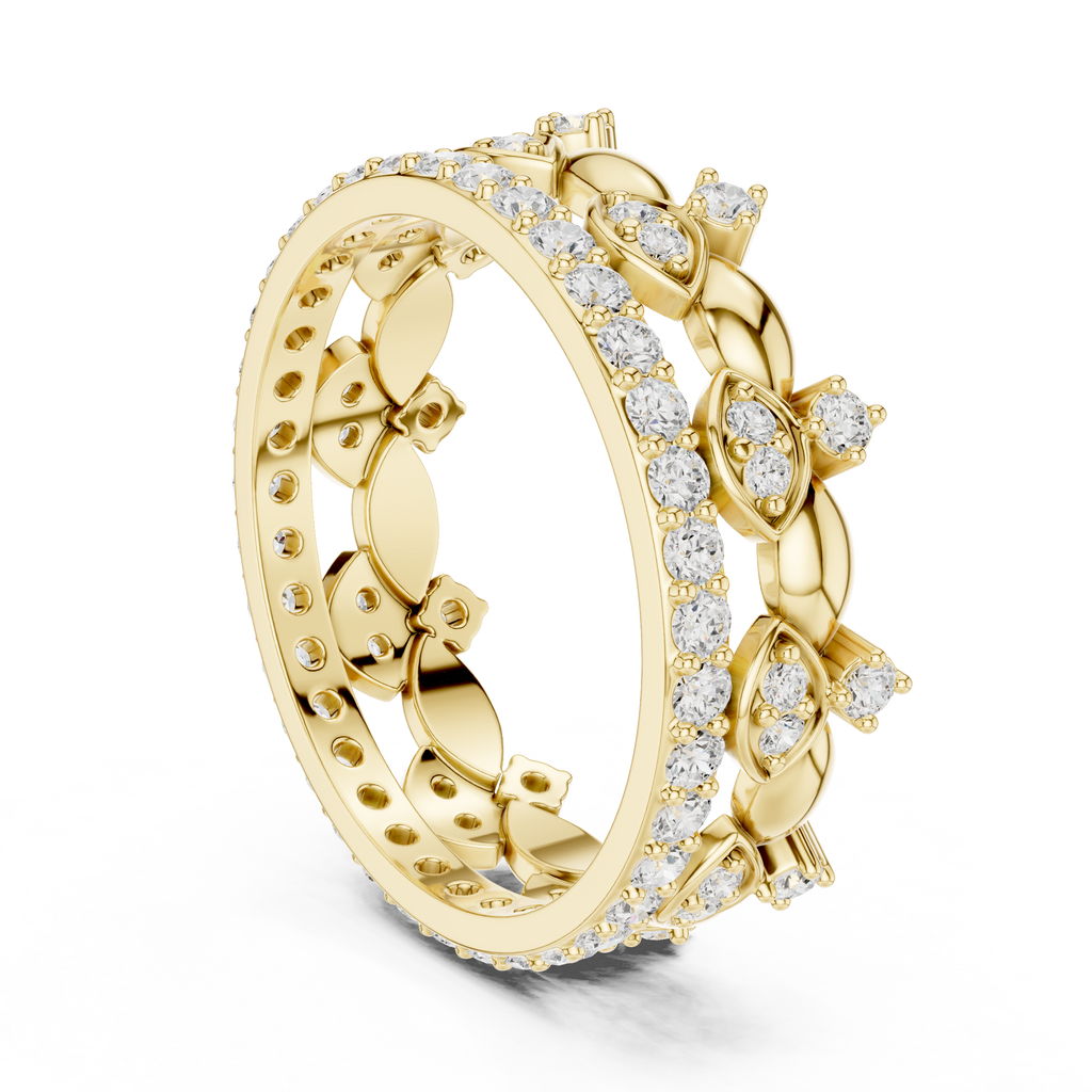 Vintage Floral Diamond Eternity Band in Rose Gold