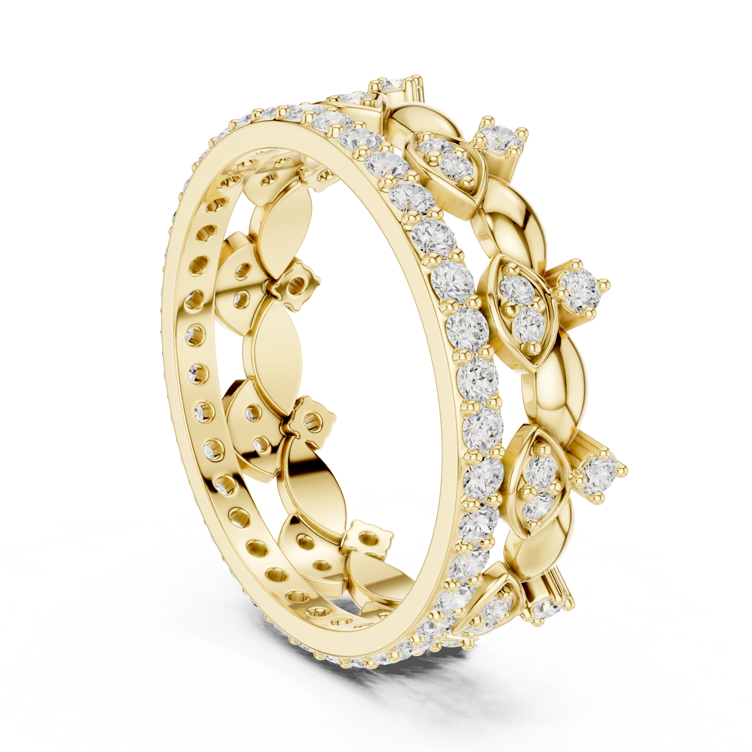 Vintage Floral Diamond Eternity Band in Rose Gold