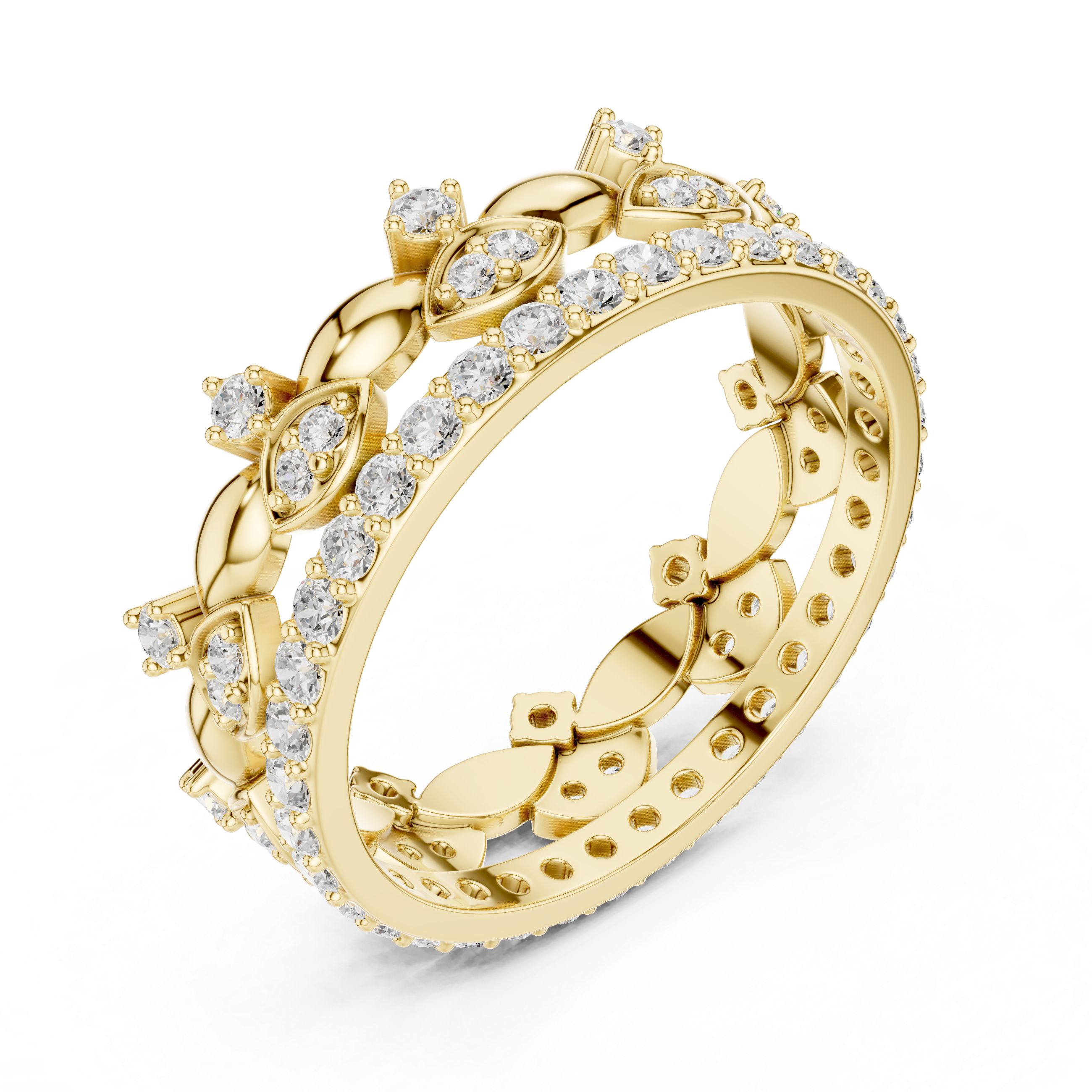 Vintage Floral Diamond Eternity Band in Rose Gold