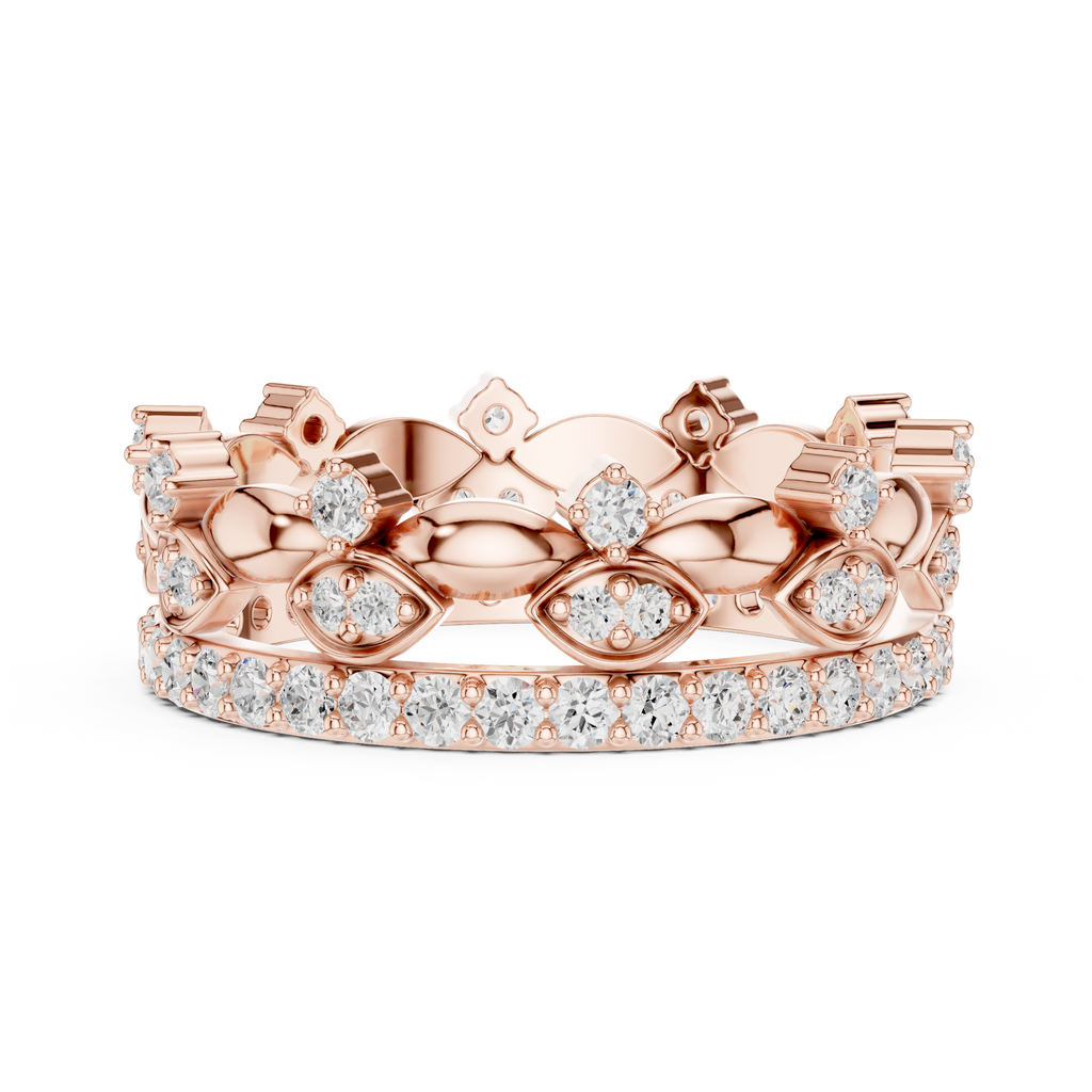 Vintage Floral Diamond Eternity Band in Rose Gold