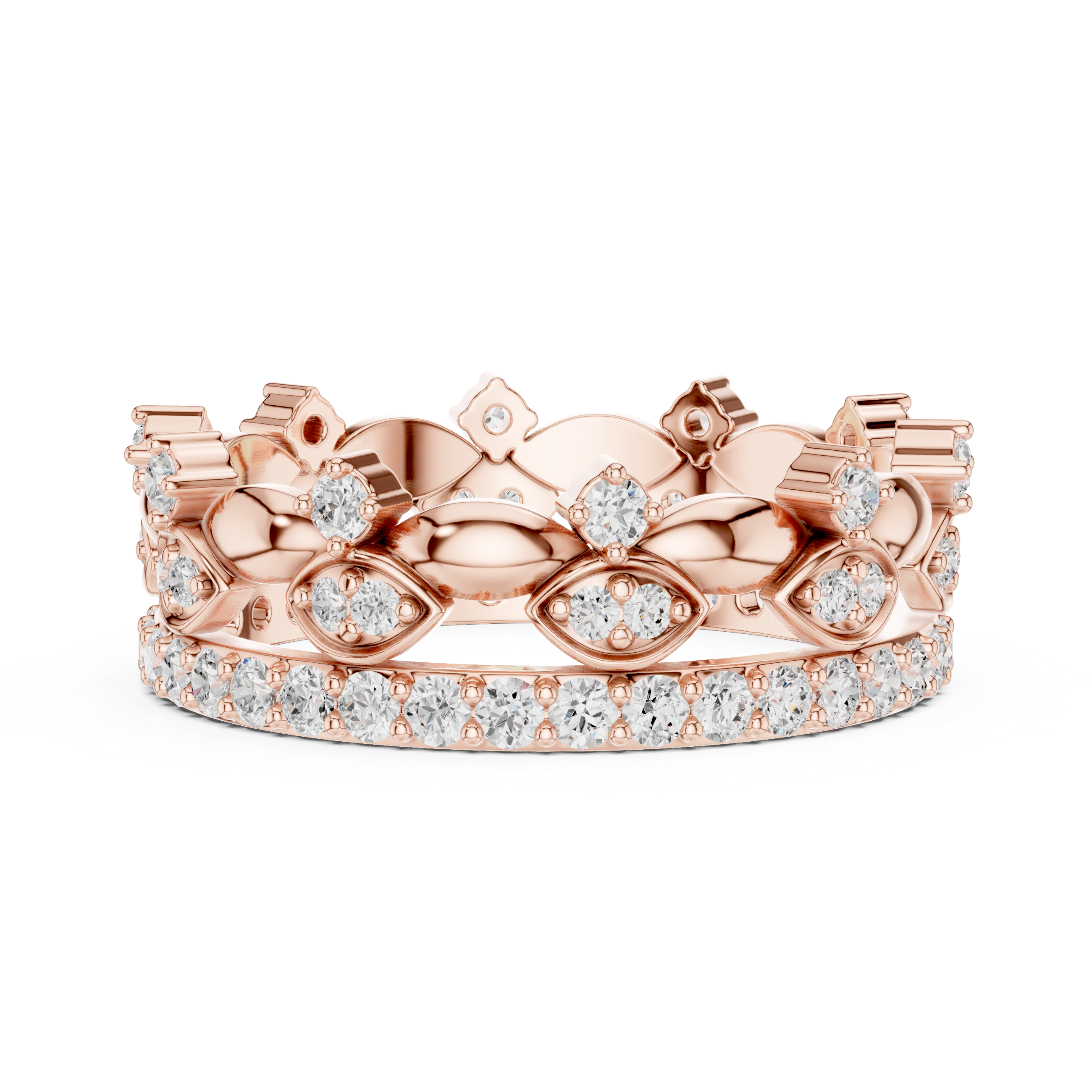 Vintage Floral Diamond Eternity Band in Rose Gold