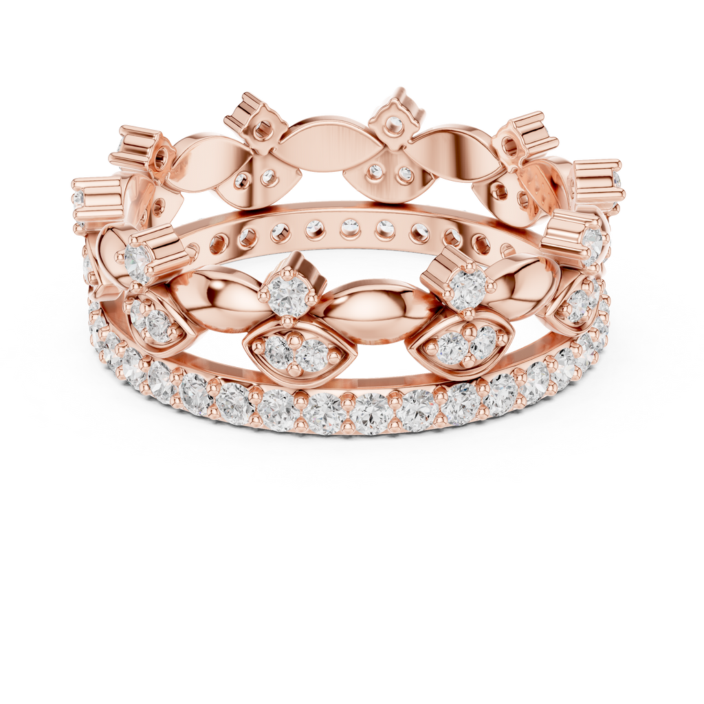Vintage Floral Diamond Eternity Band in Rose Gold