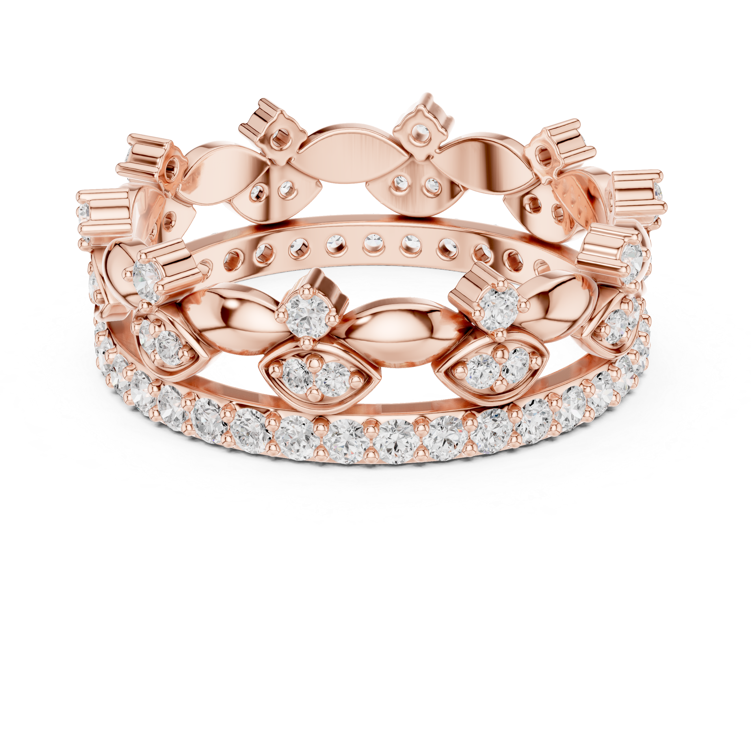 Vintage Floral Diamond Eternity Band in Rose Gold