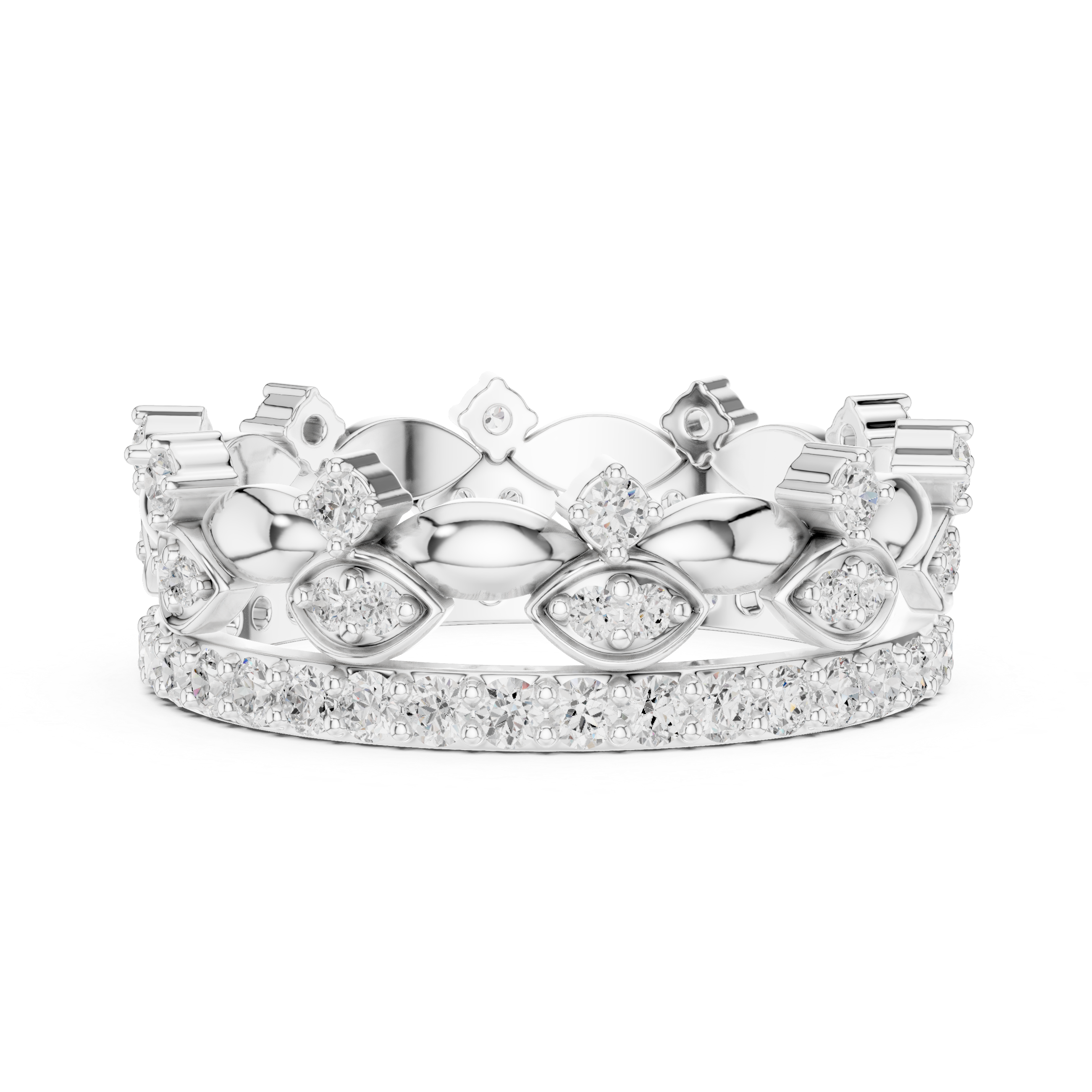 Vintage Floral Diamond Eternity Band in Rose Gold