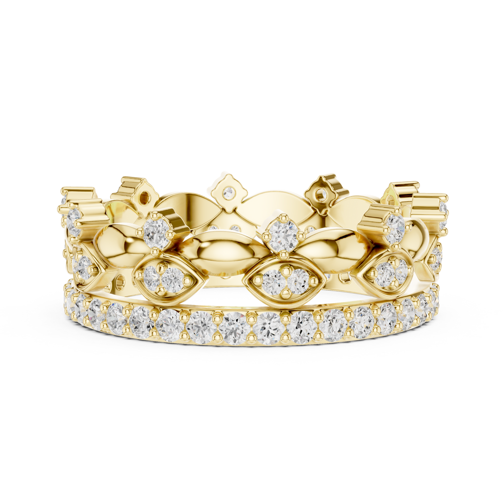 Vintage Floral Diamond Eternity Band in Rose Gold