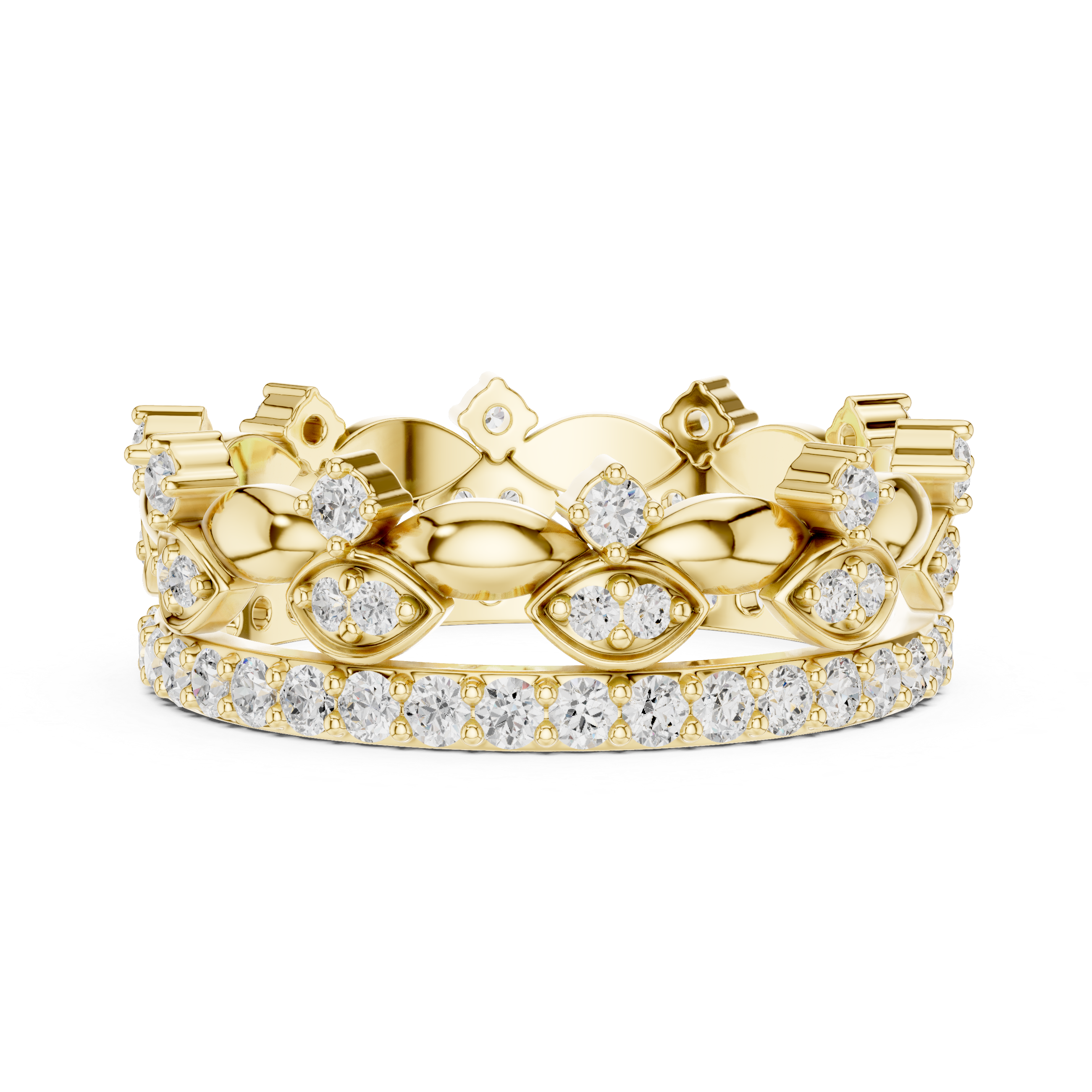 Vintage Floral Diamond Eternity Band in Rose Gold