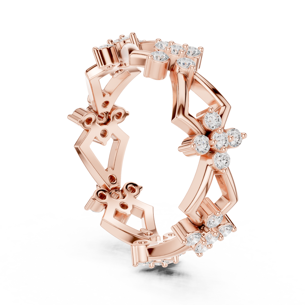 Art Deco Floral Diamond Eternity Band in Rose Gold