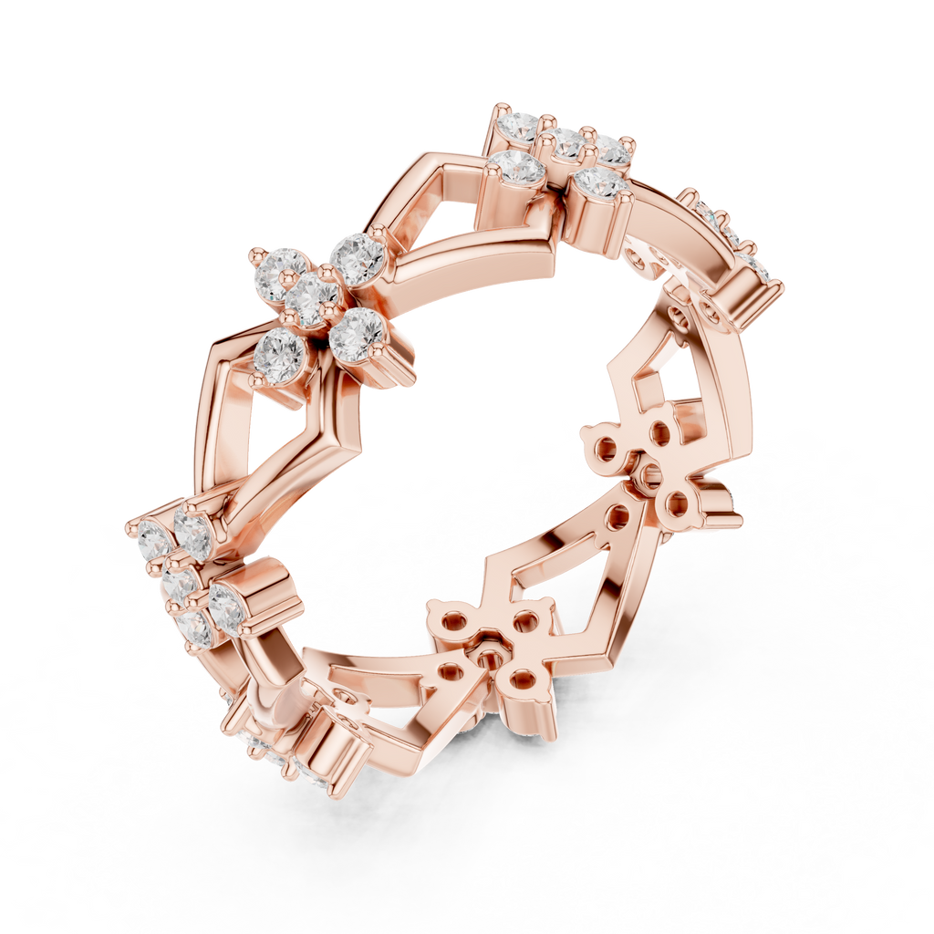Art Deco Floral Diamond Eternity Band in Rose Gold
