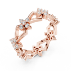 Art Deco Floral Diamond Eternity Band in Rose Gold
