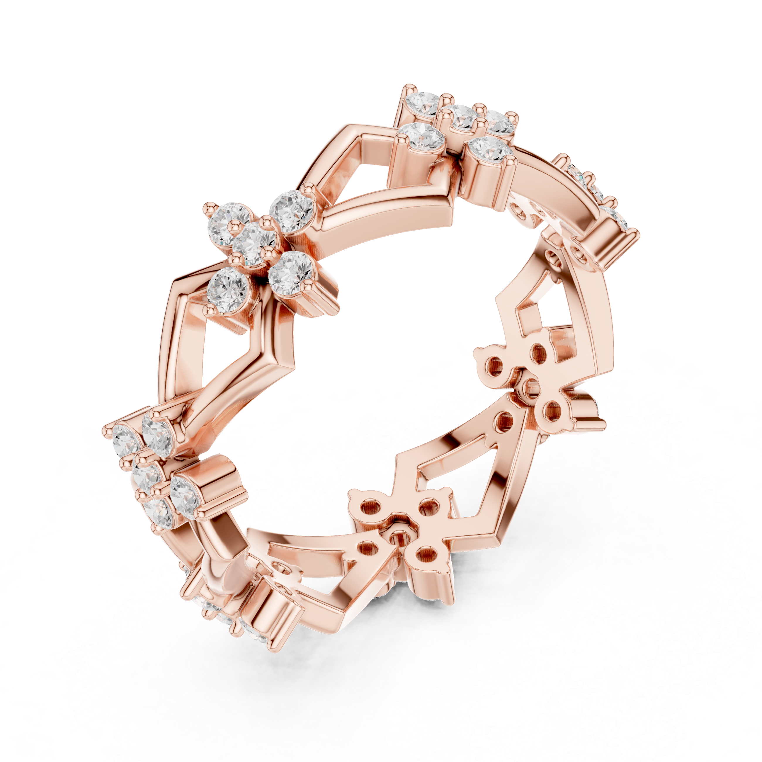 Art Deco Floral Diamond Eternity Band in Rose Gold