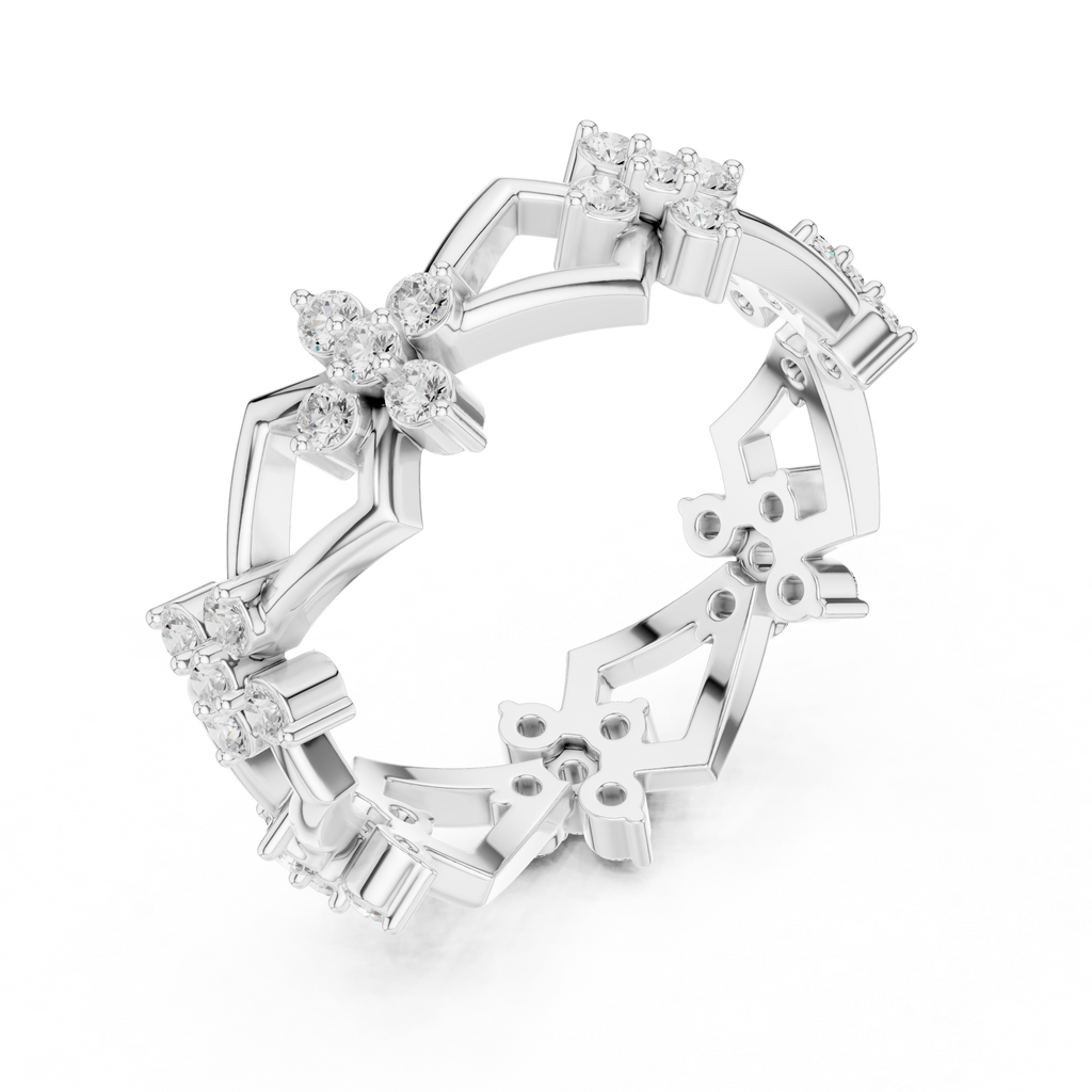 Art Deco Floral Diamond Eternity Band in Rose Gold