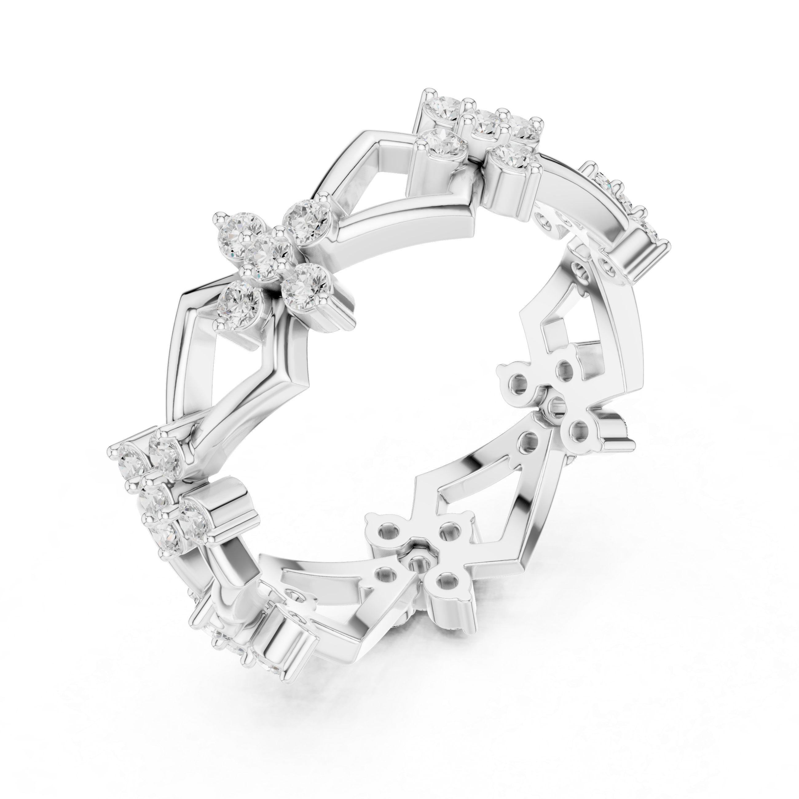 Art Deco Floral Diamond Eternity Band in Rose Gold
