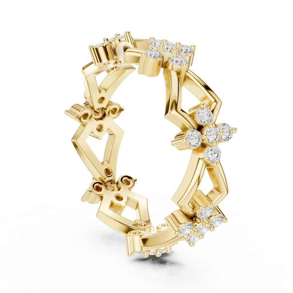 Art Deco Floral Diamond Eternity Band in Rose Gold
