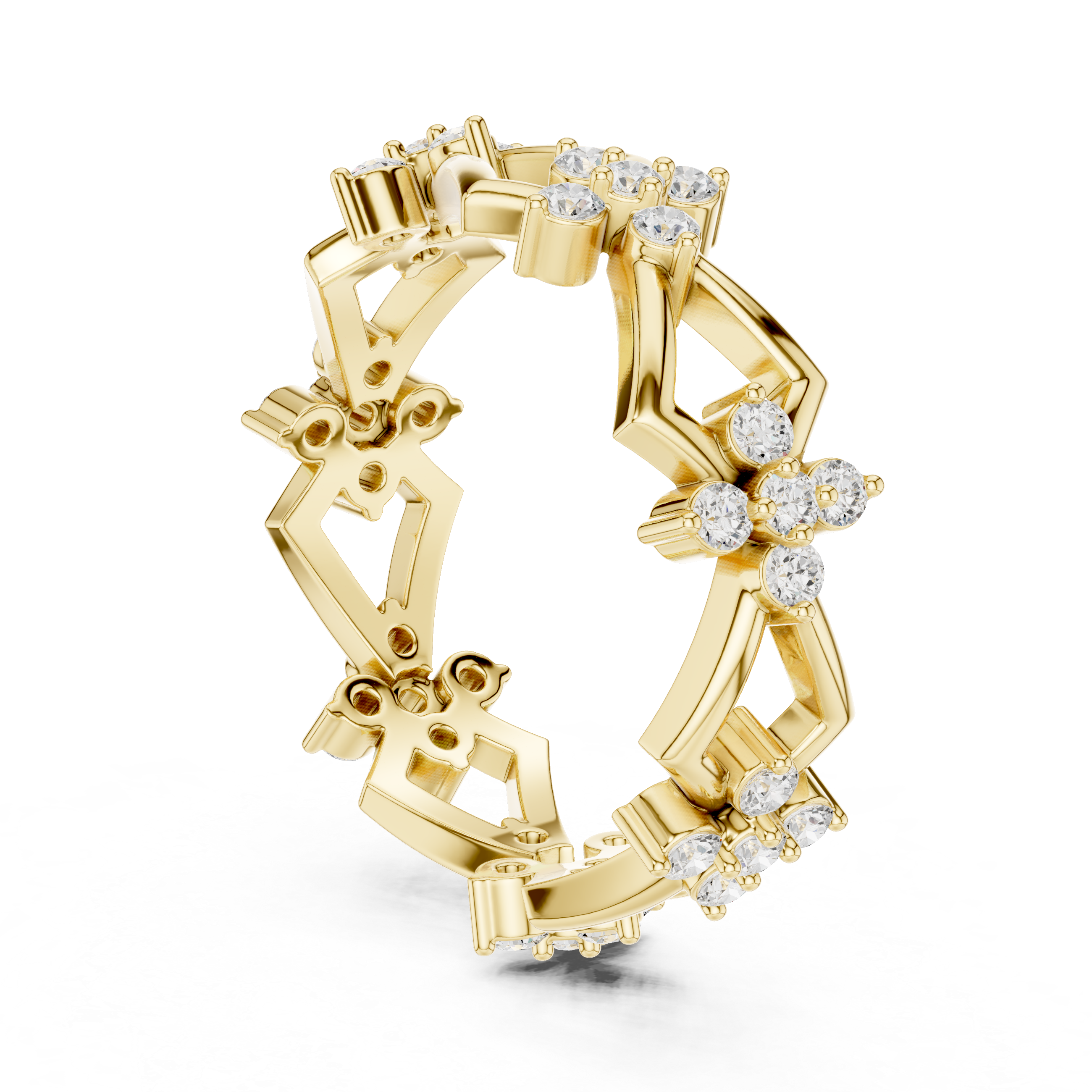 Art Deco Floral Diamond Eternity Band in Rose Gold
