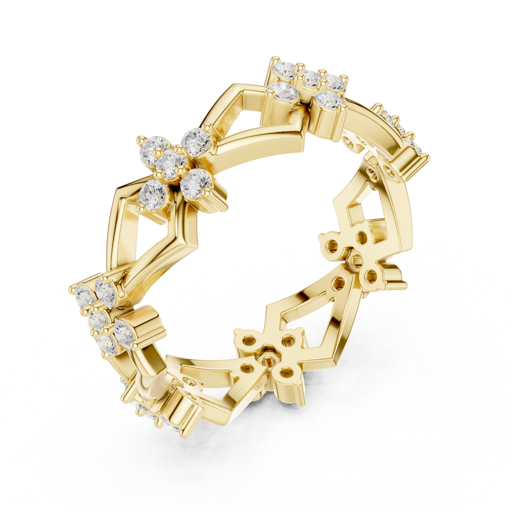 Art Deco Floral Diamond Eternity Band in Rose Gold