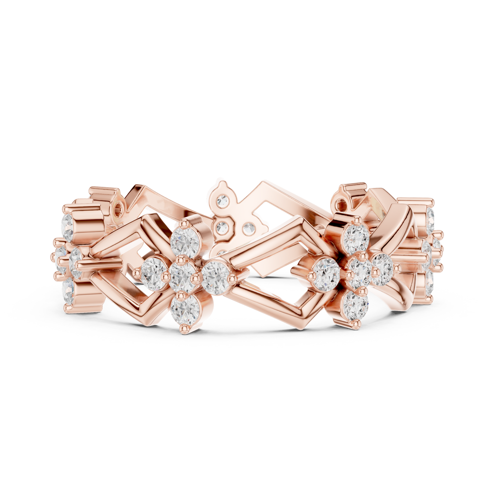 Art Deco Floral Diamond Eternity Band in Rose Gold