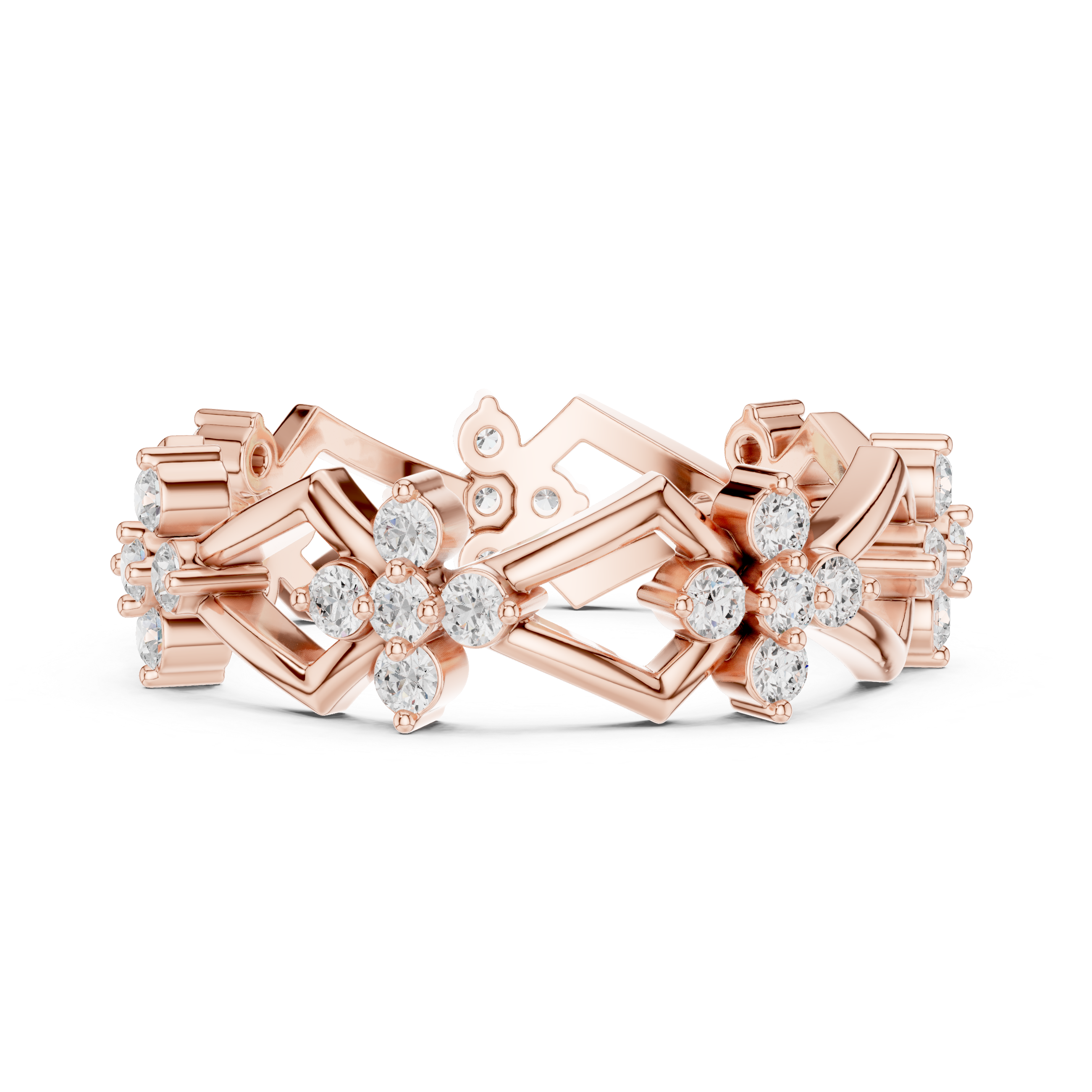 Art Deco Floral Diamond Eternity Band in Rose Gold