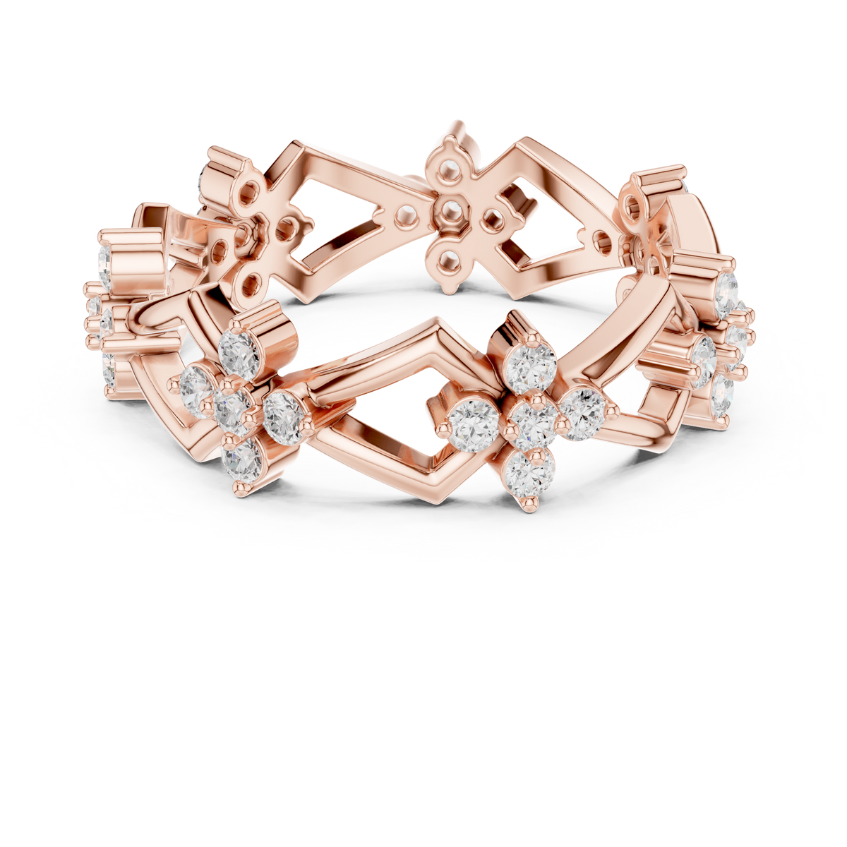 Art Deco Floral Diamond Eternity Band – view 8 of 12, lab grown diamond band | Jewelix Atelier