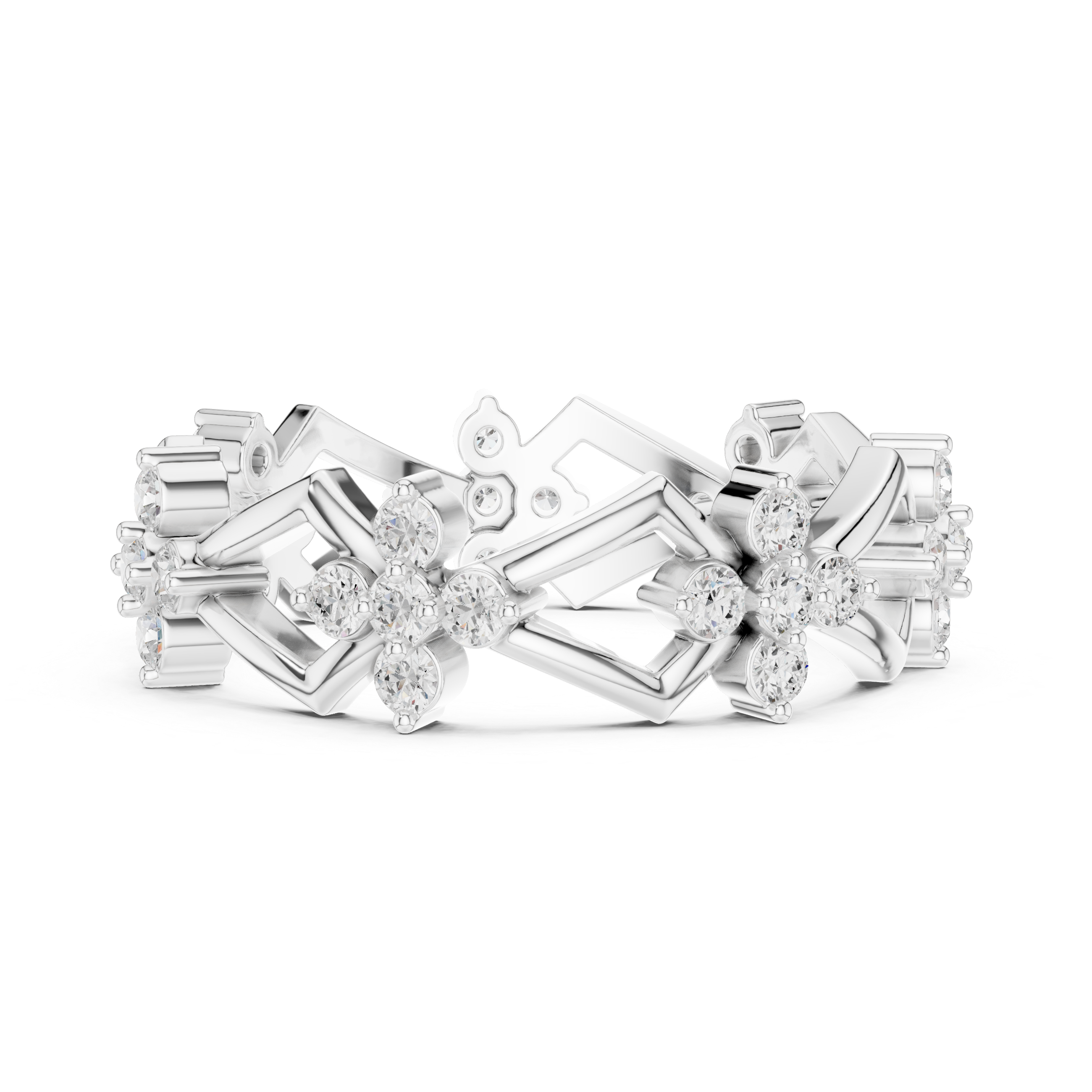 Art Deco Floral Diamond Eternity Band in Rose Gold