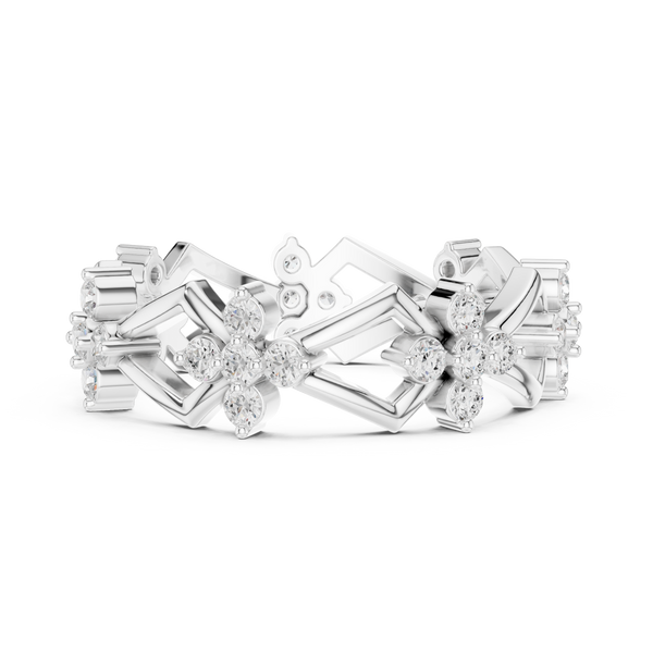 Art Deco Floral Diamond Eternity Band