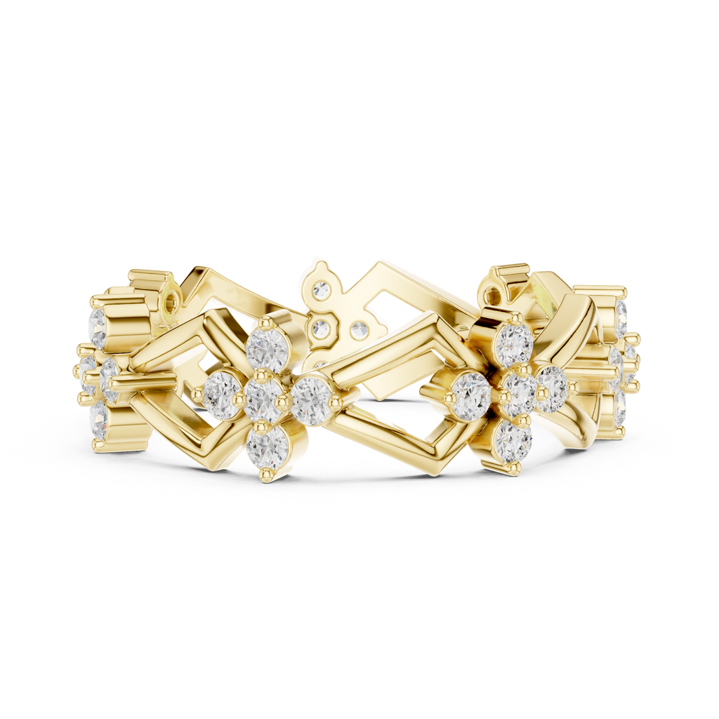 Art Deco Floral Diamond Eternity Band in Rose Gold
