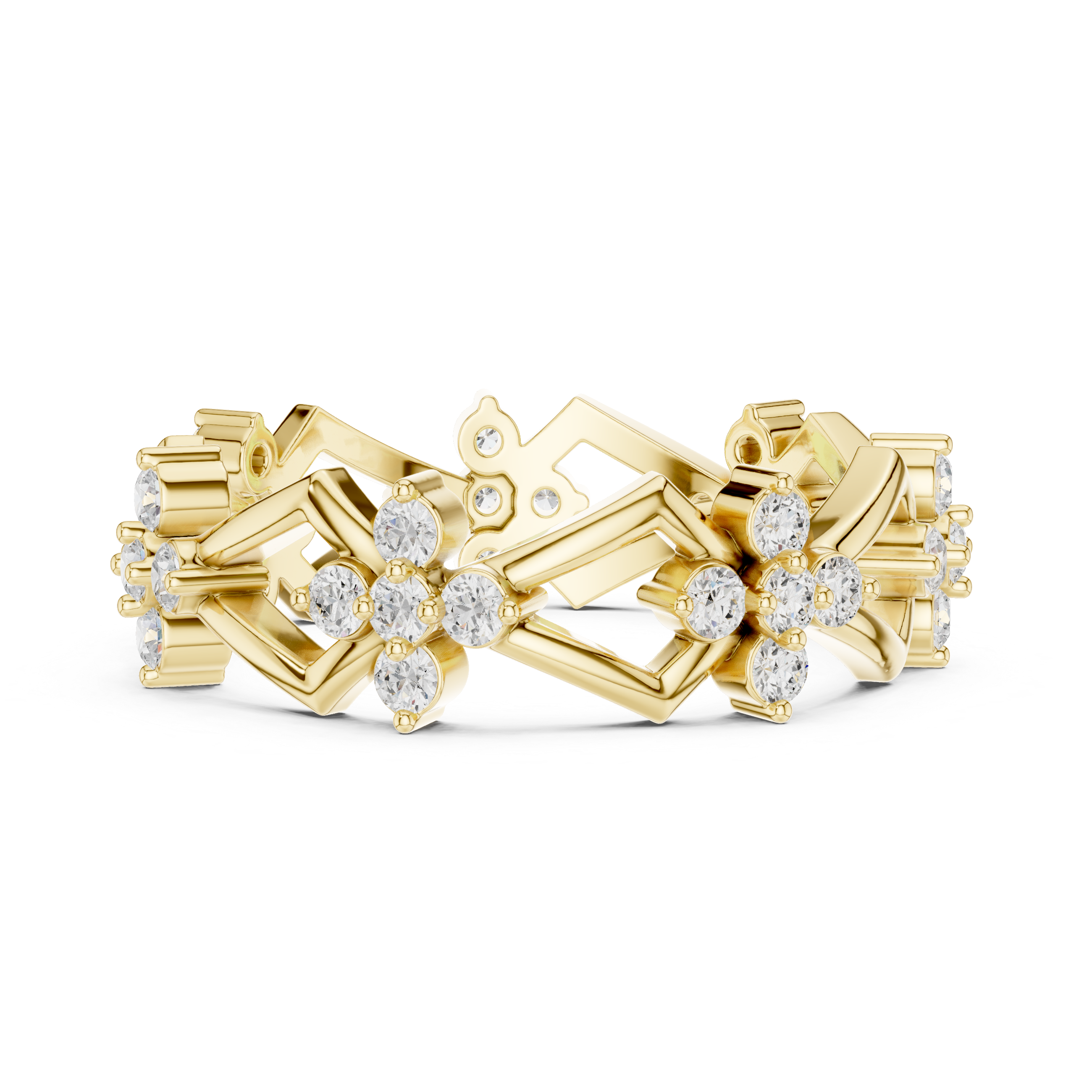 Art Deco Floral Diamond Eternity Band in Rose Gold