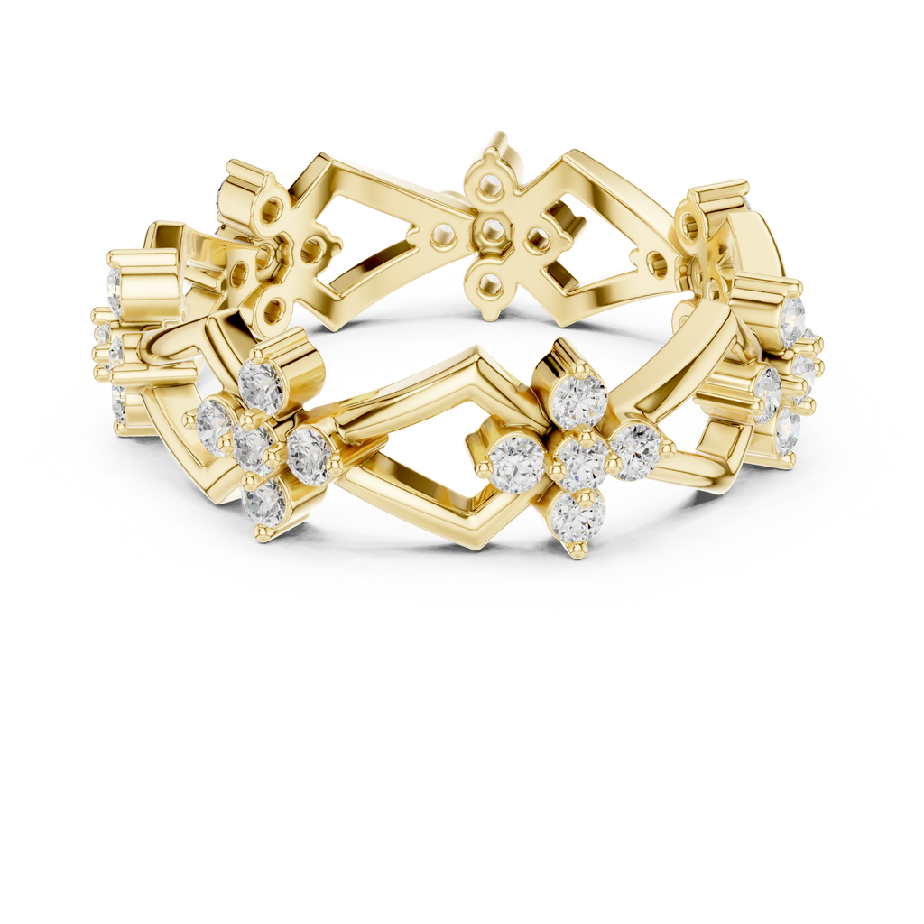 Art Deco Floral Diamond Eternity Band in Rose Gold