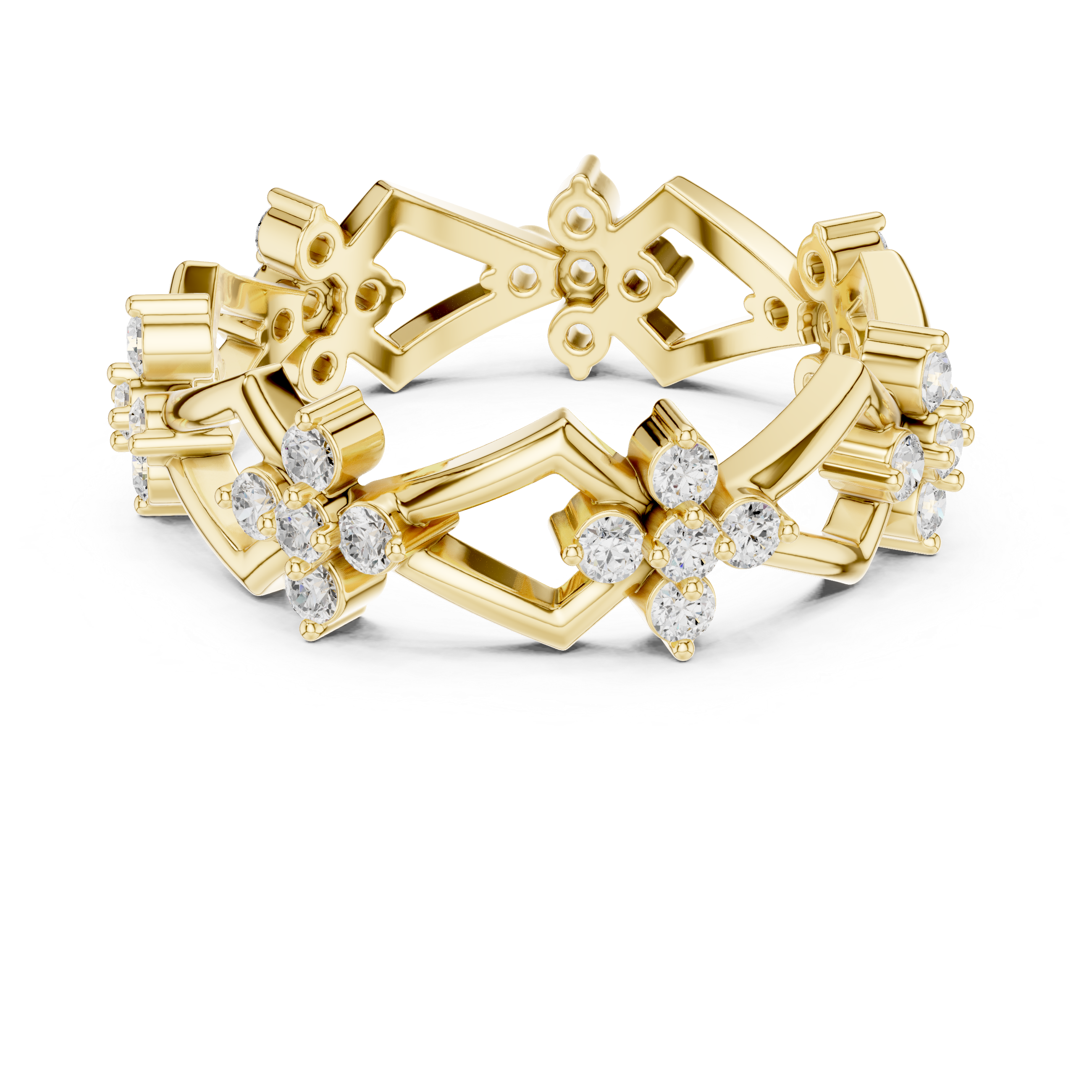 Art Deco Floral Diamond Eternity Band in Rose Gold