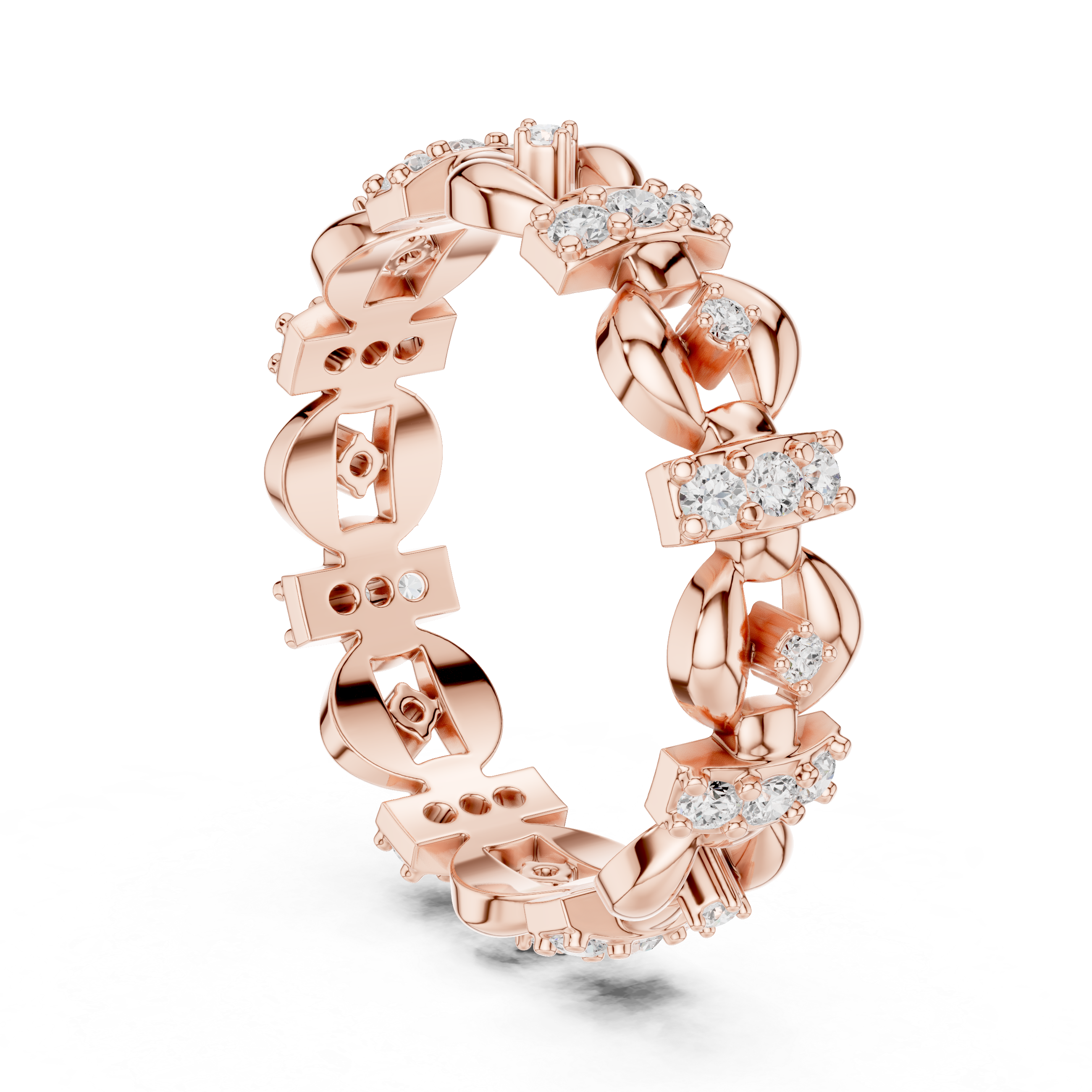 Vintage Floral Diamond Eternity Ring in Rose Gold
