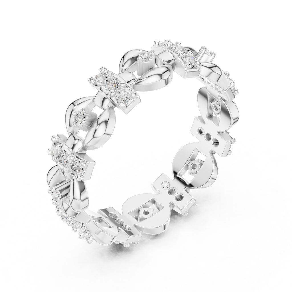 Vintage Floral Diamond Eternity Ring in Rose Gold
