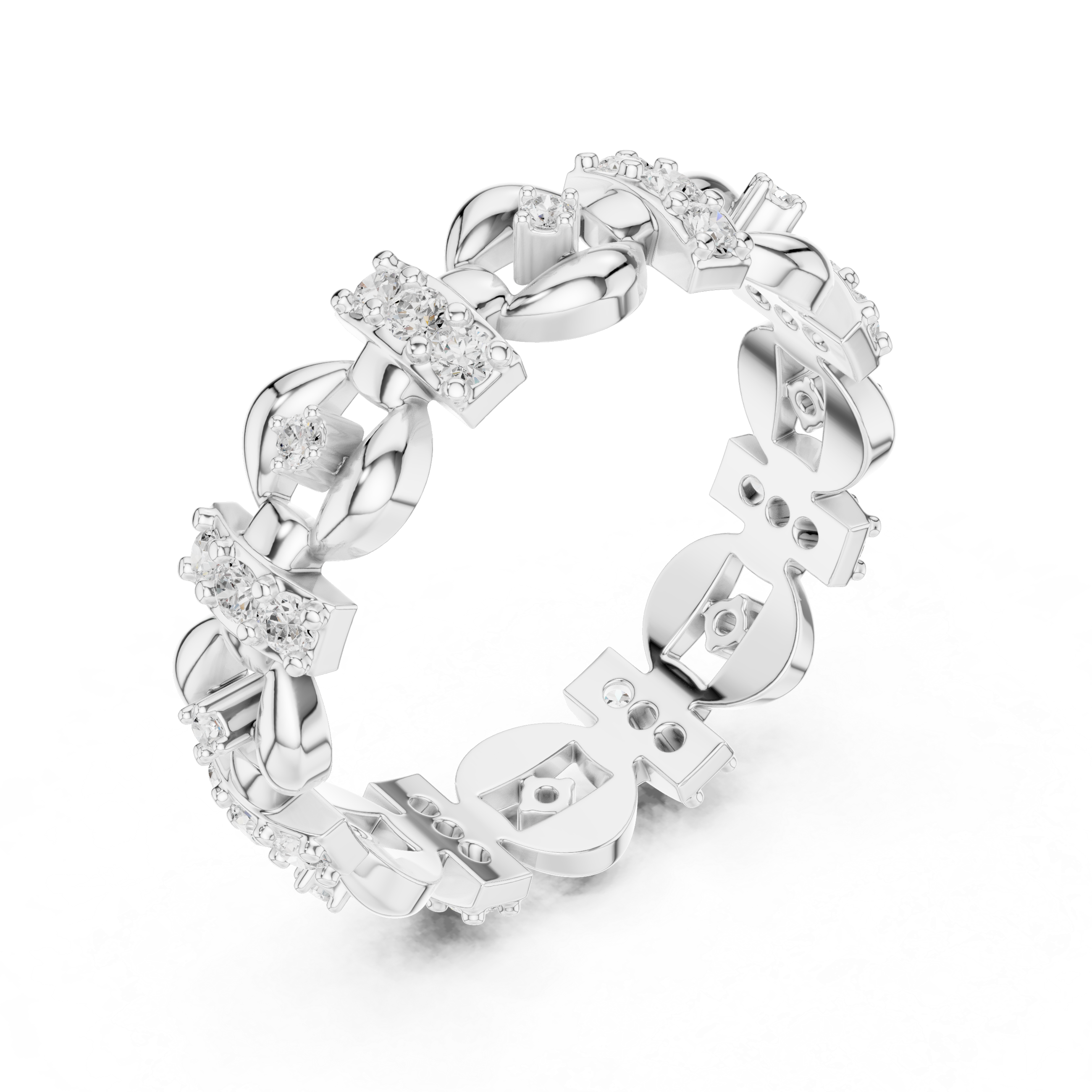 Vintage Floral Diamond Eternity Ring in Rose Gold